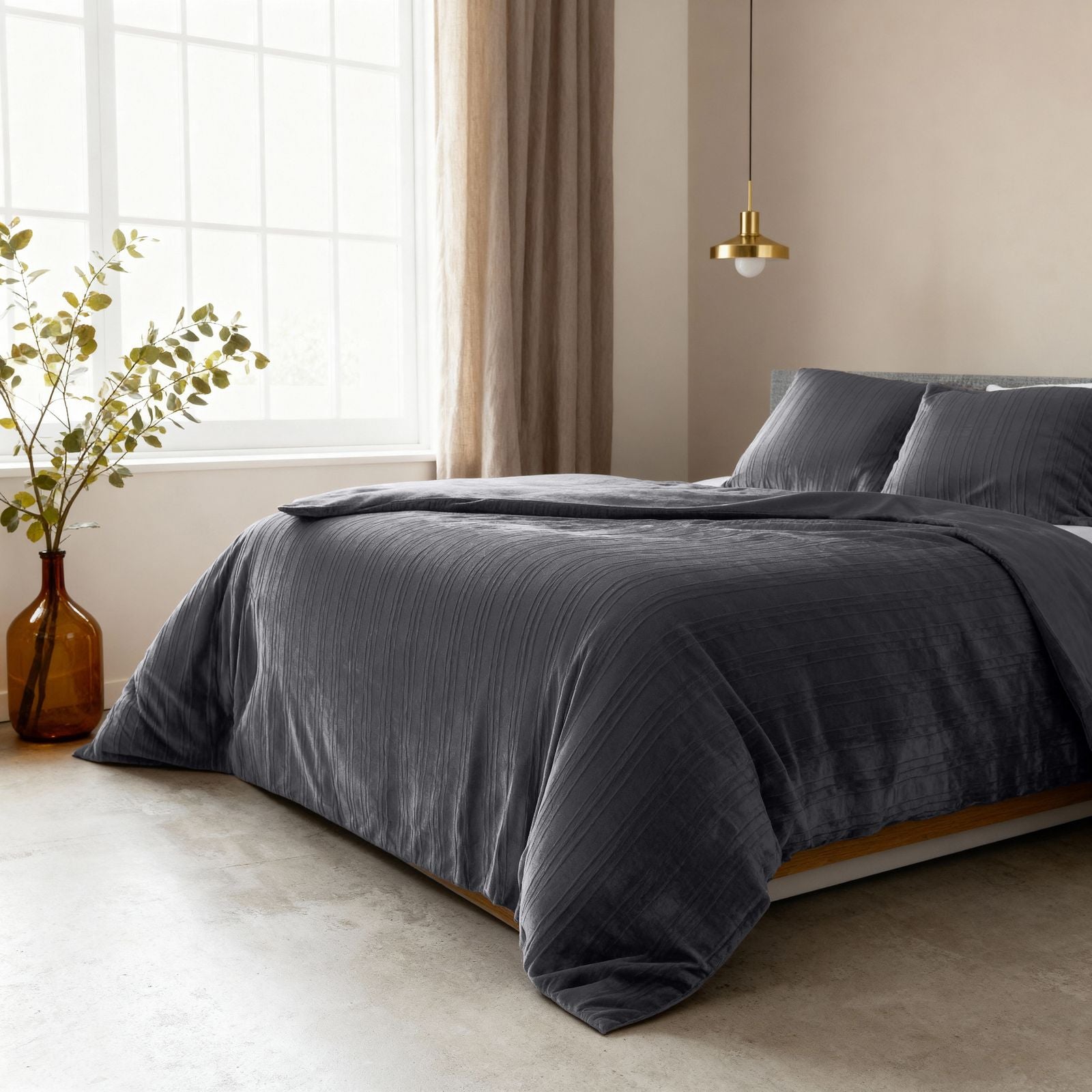 NordDream Velvet Lining pussilakana 240x200 musta sametti