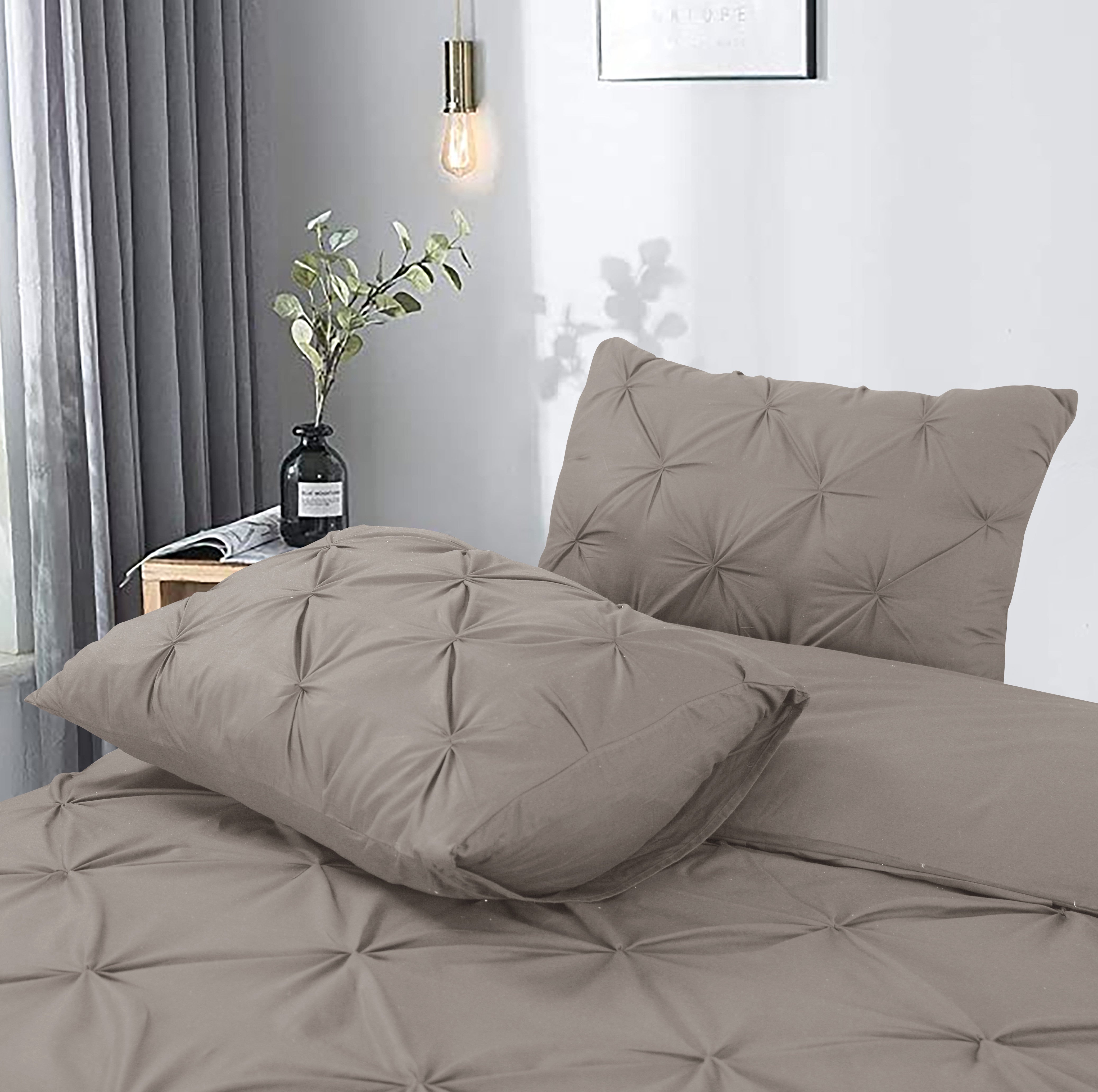 NordDream Salvador 200x220 pussilakana taupe pintuck