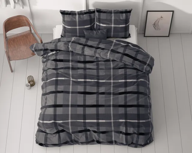 NordDream Classy Vintage Check pussilakana antrasiitti