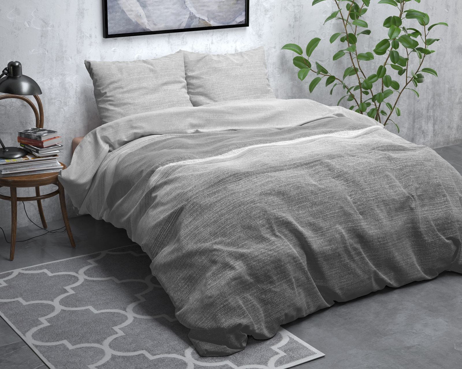 NordDream Flanel Stone Stripe flanellipussilakana harmaa