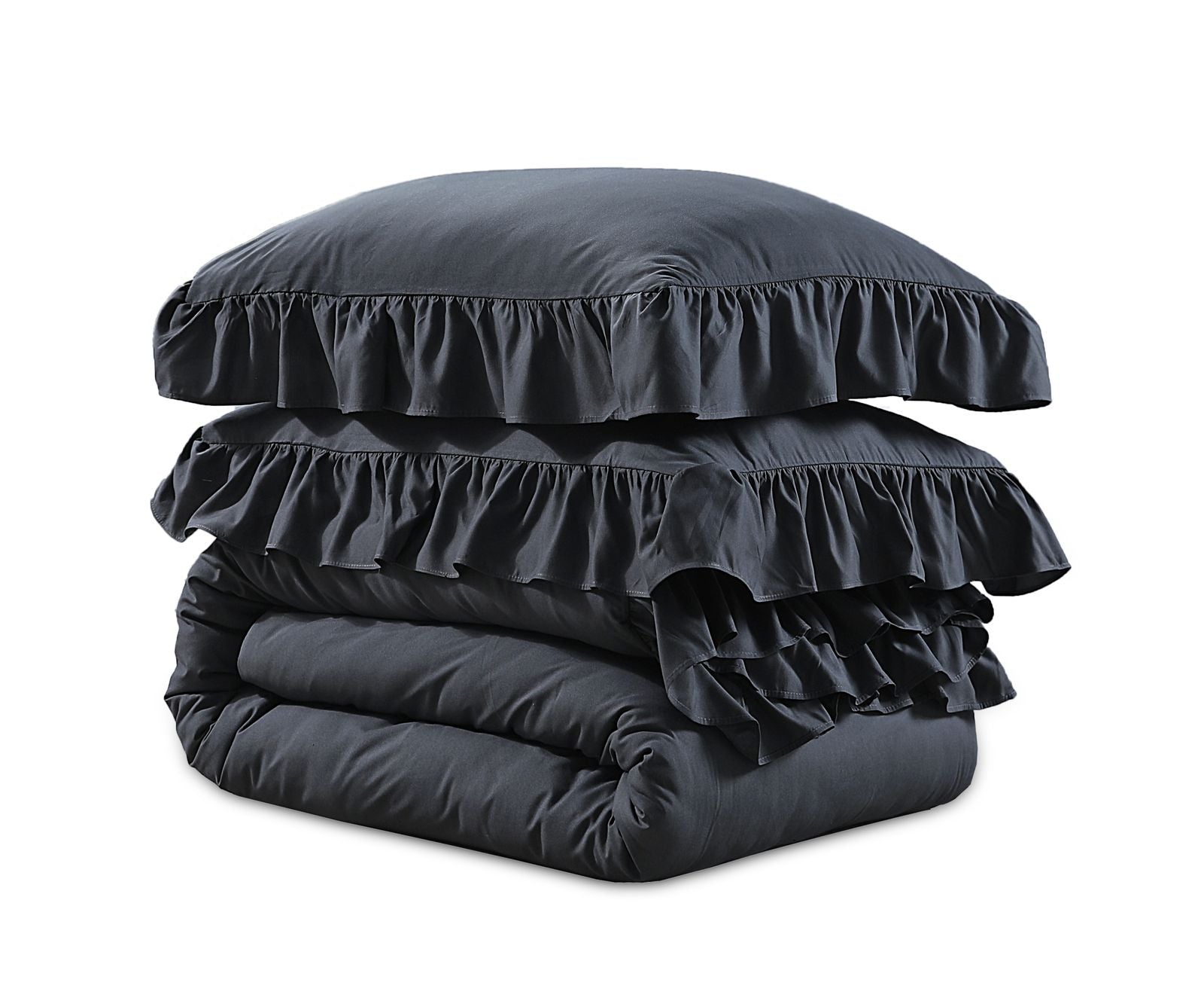 NordDream Fresh Ruffles pussilakana 200x200 antrasiitti kohokuvio