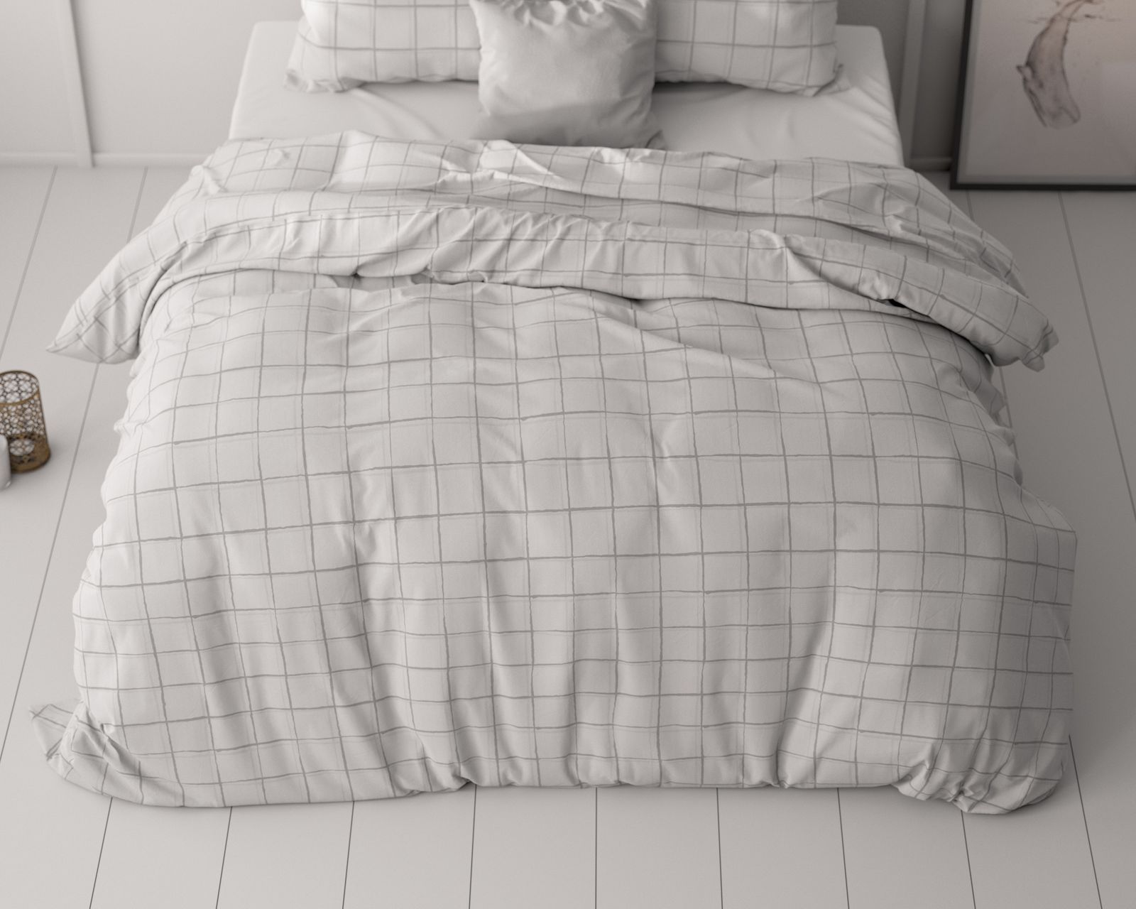 NordDream Classy Check It pussilakanasetti harmaa 200x220 cm
