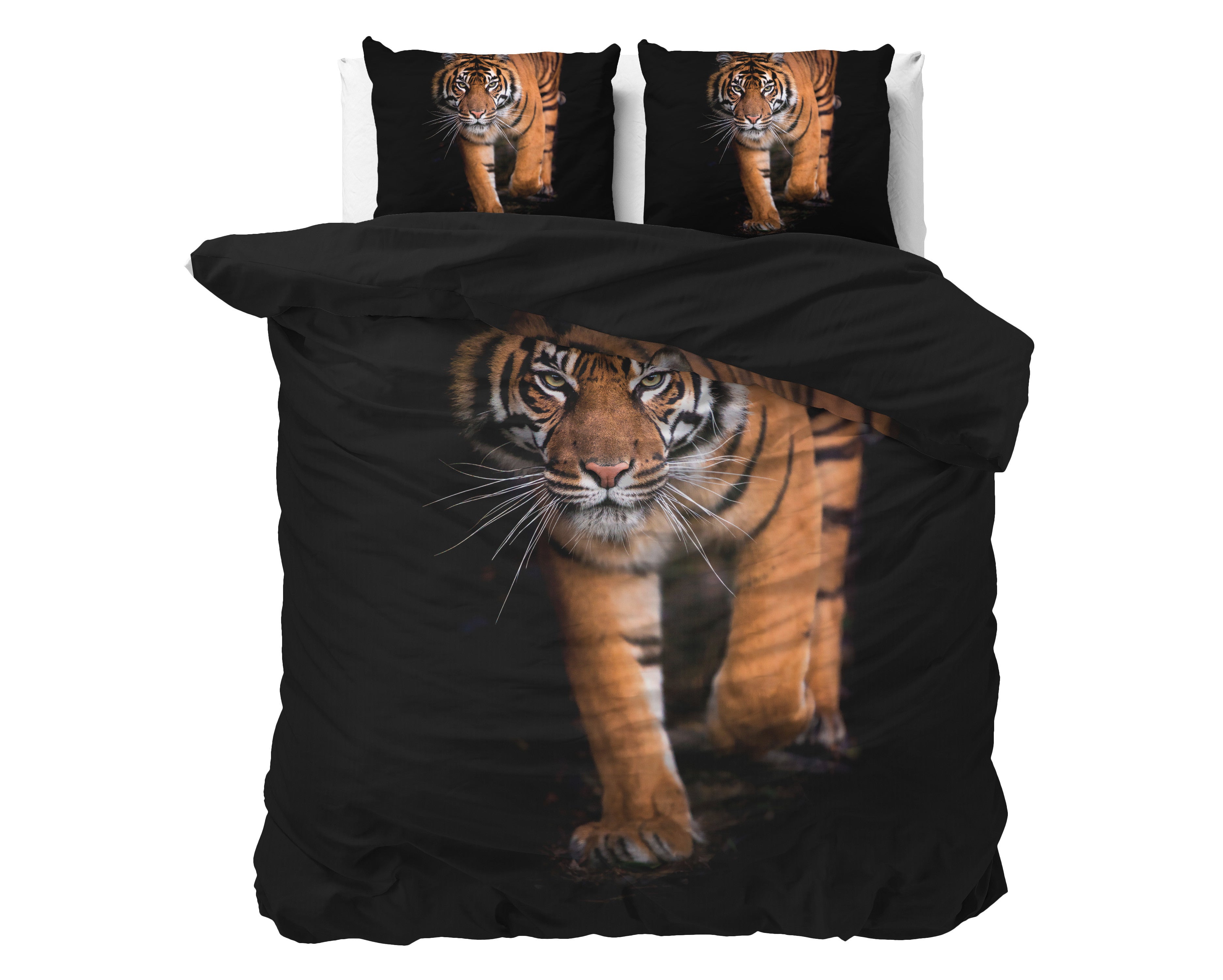 NordDream Essentials Tiger pussilakana Musta 140x200/220 kuviollinen