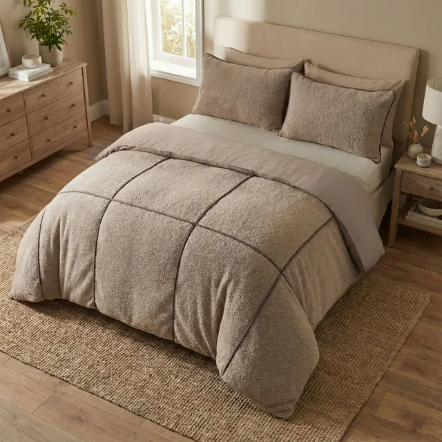 NordDream Teddy Trim pussilakana taupe 240x200/220 lämmin