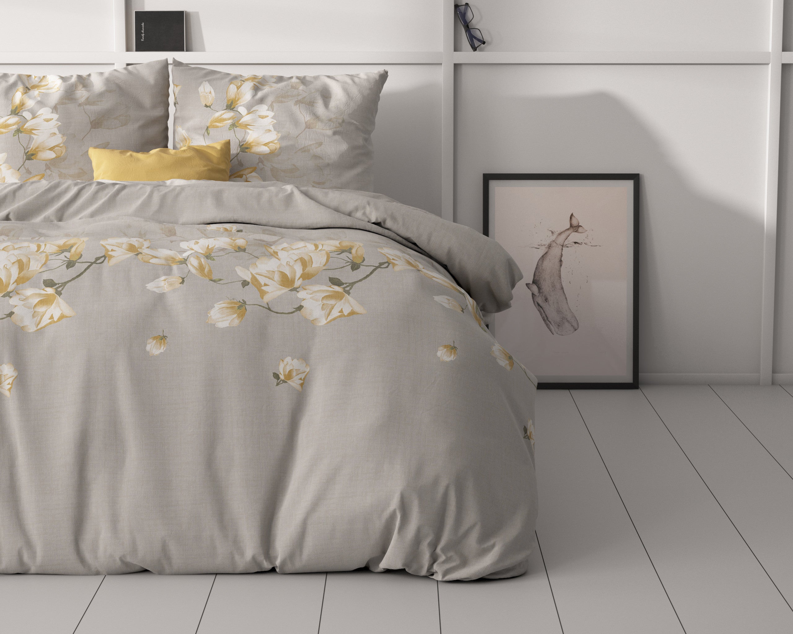 NordDream Classy Summer Flower pussilakana 140x220 hiekka