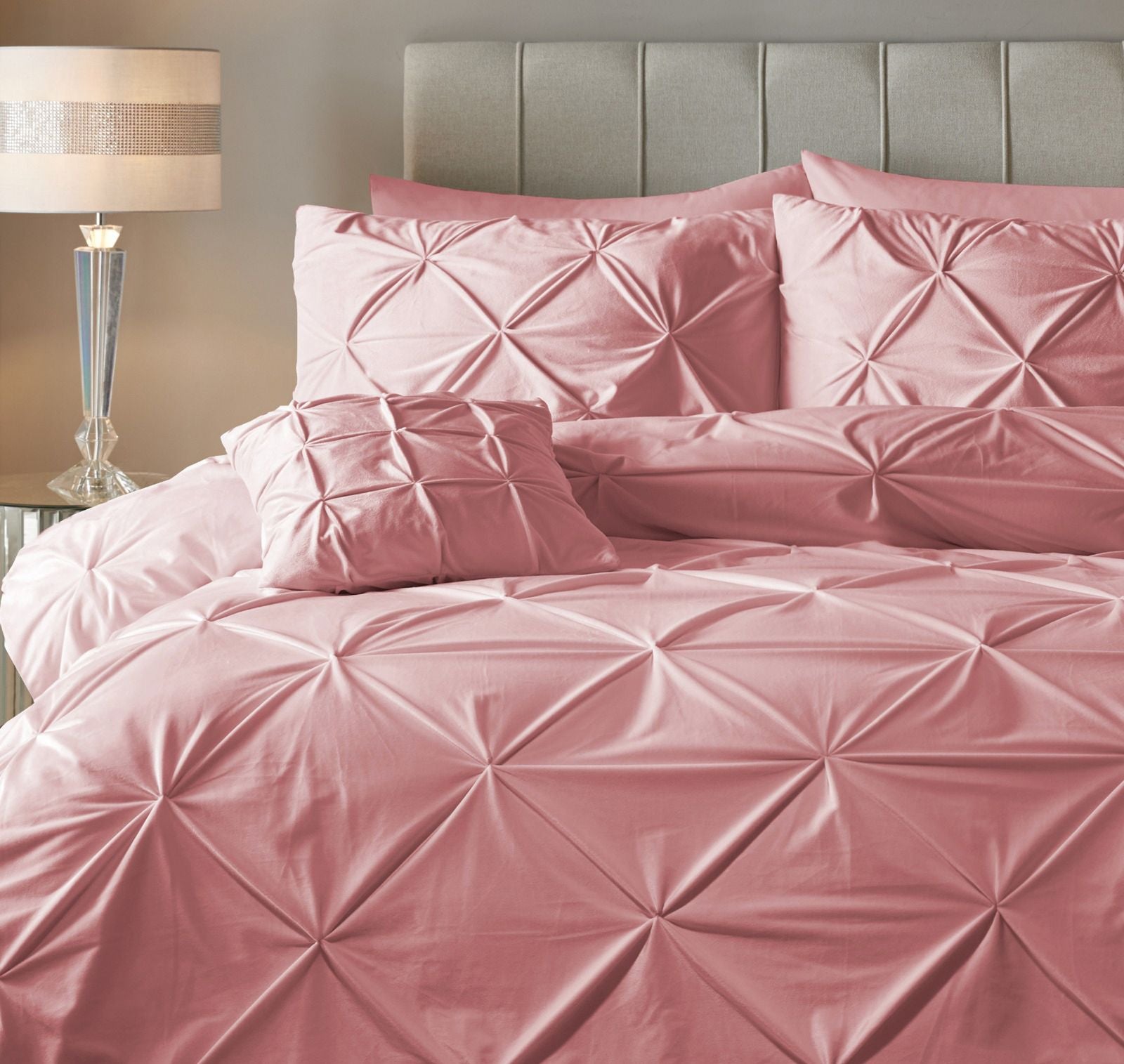 NordDream Velvet Pintuck pussilakana 200x200/220 roosa sametti