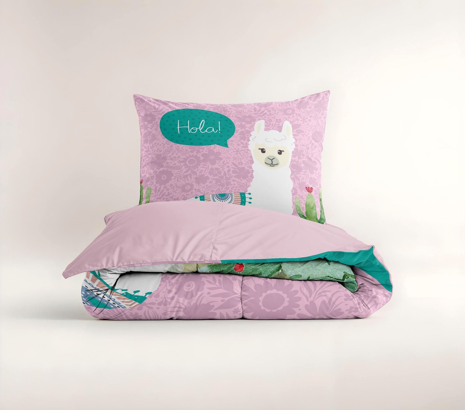 NordDream Kids Hola Lama pussilakana pinkki 140x200/220