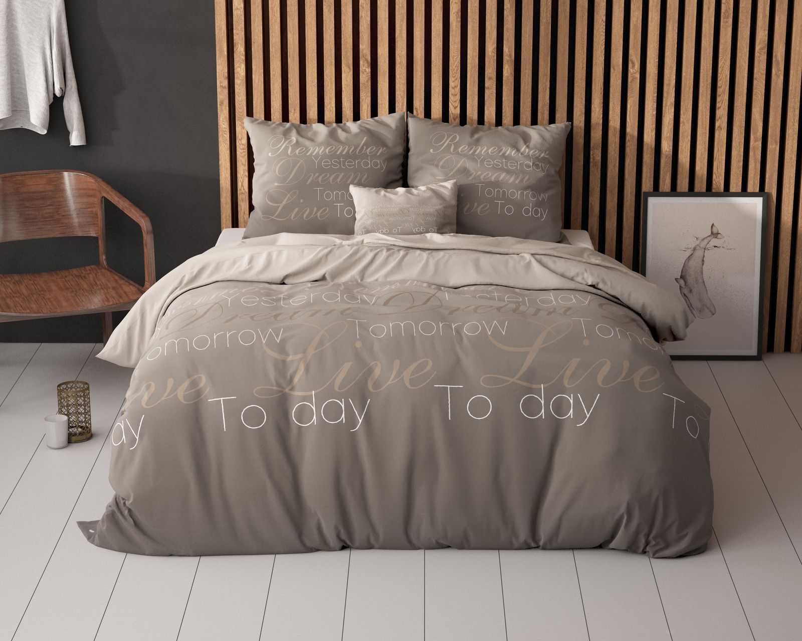 NordDream Elegance Live Today pussilakana 200x220 taupe kaksipuolinen