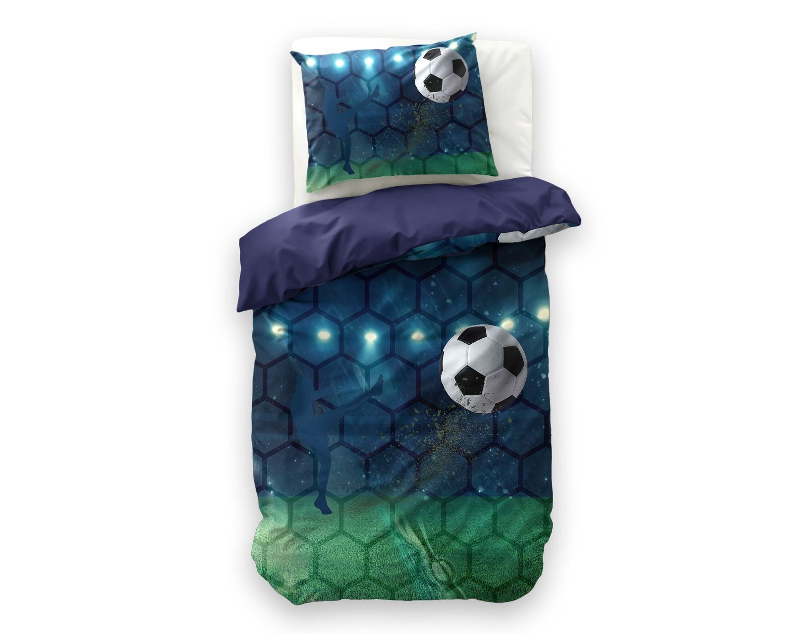 NordDream Kids Live Football pussilakanasetti sininen 140x220 cm