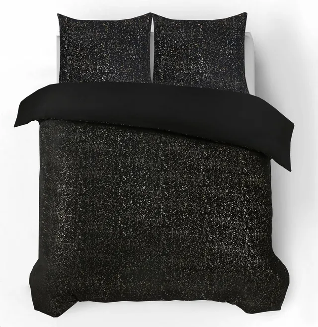 NordDream Glamour Sprankle pussilakanasetti musta 200x220 flanelli