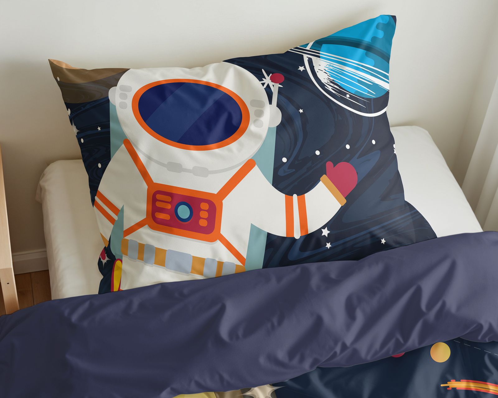 NordDream Kids Space Man 2 pussilakanasetti sininen 140x220 cm