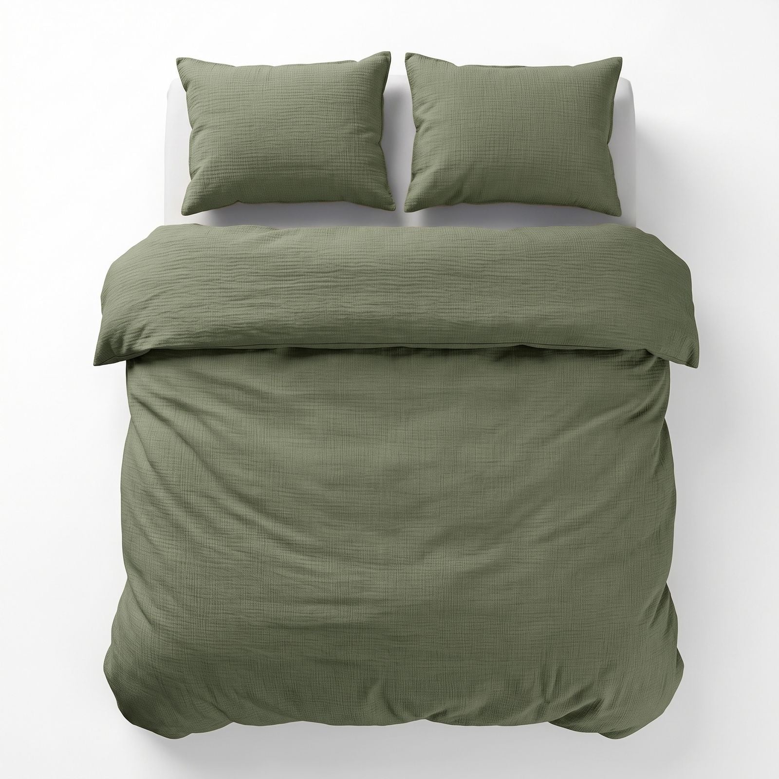 NordDream Mousseline pussilakana sammaleenvihreä 140x220 puuvilla