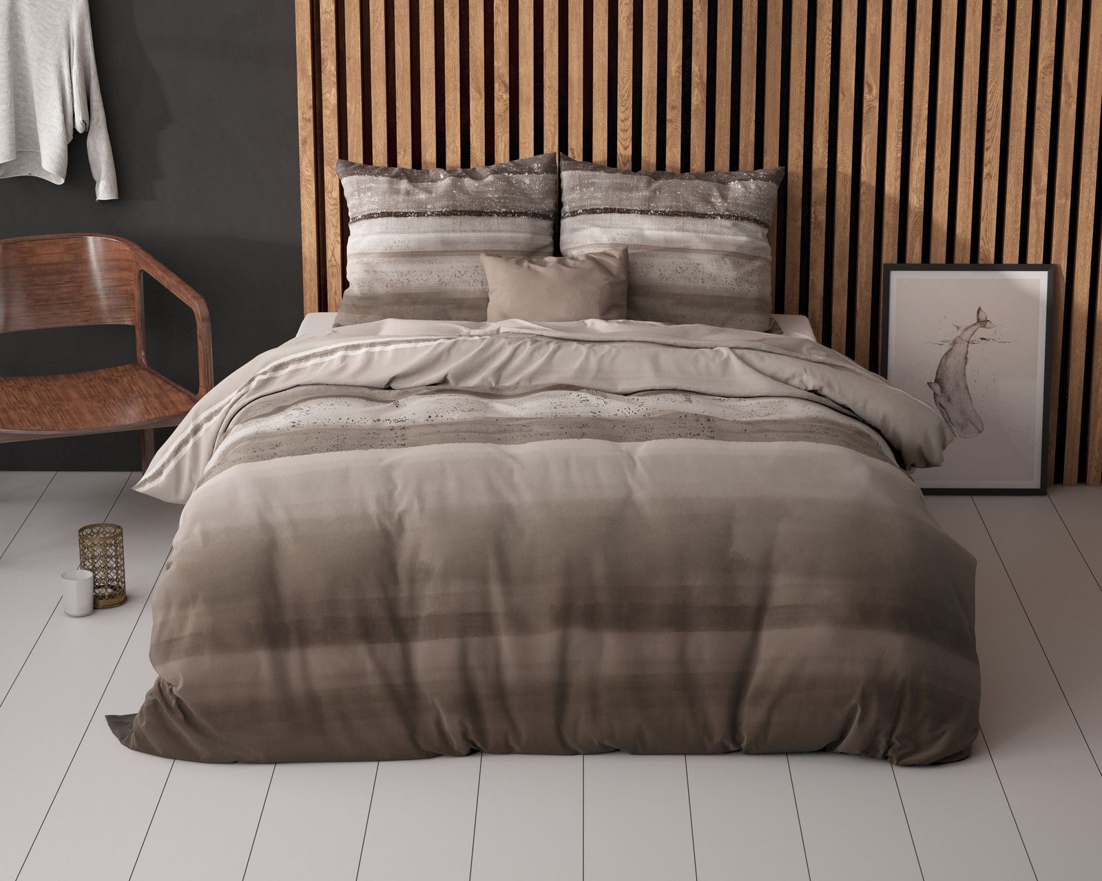 NordDream Elegance Marcus pussilakana Taupe 200x220 puuvilla