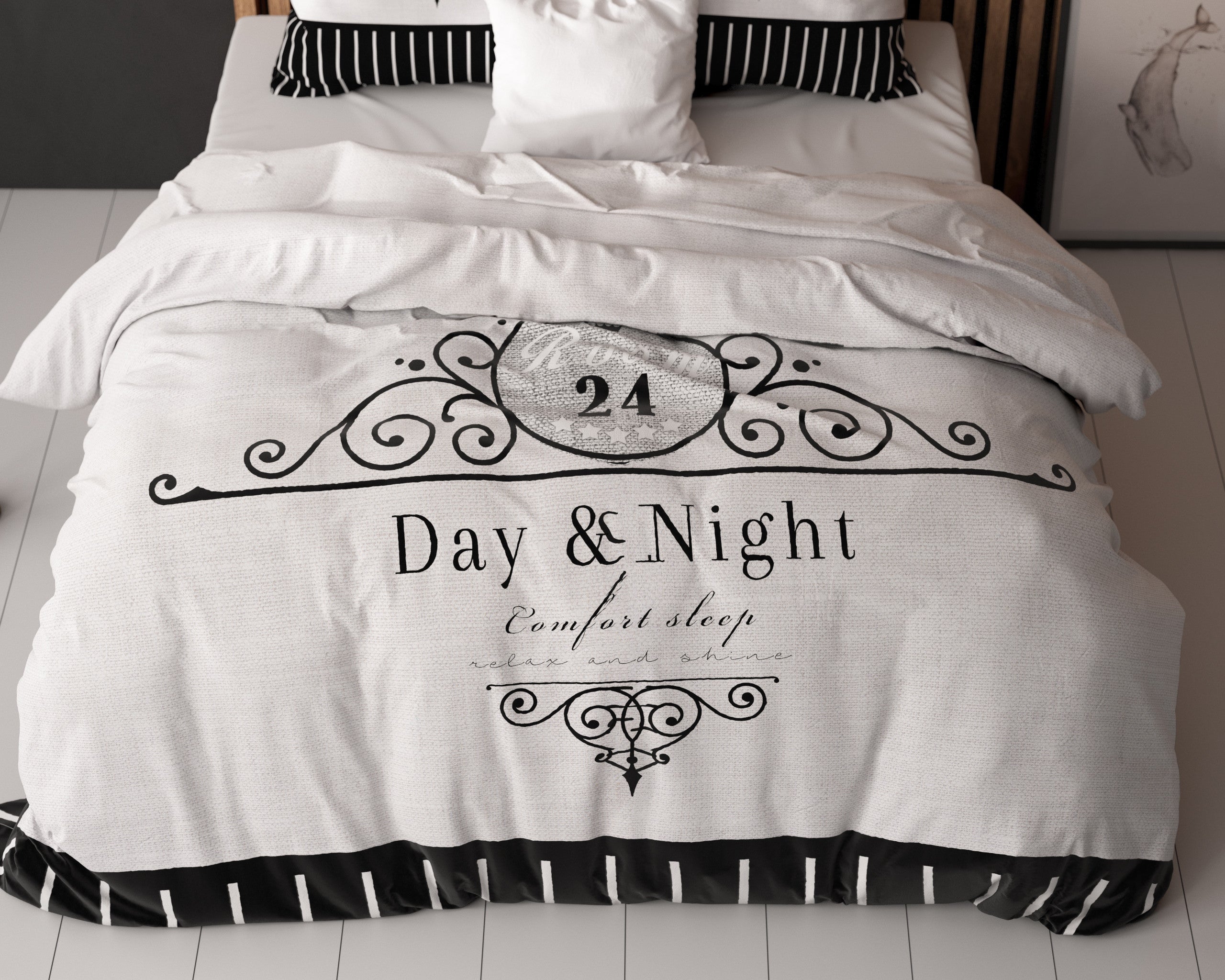 NordDream Day And Night pussilakanasetti 200x200/220 musta 90gsm