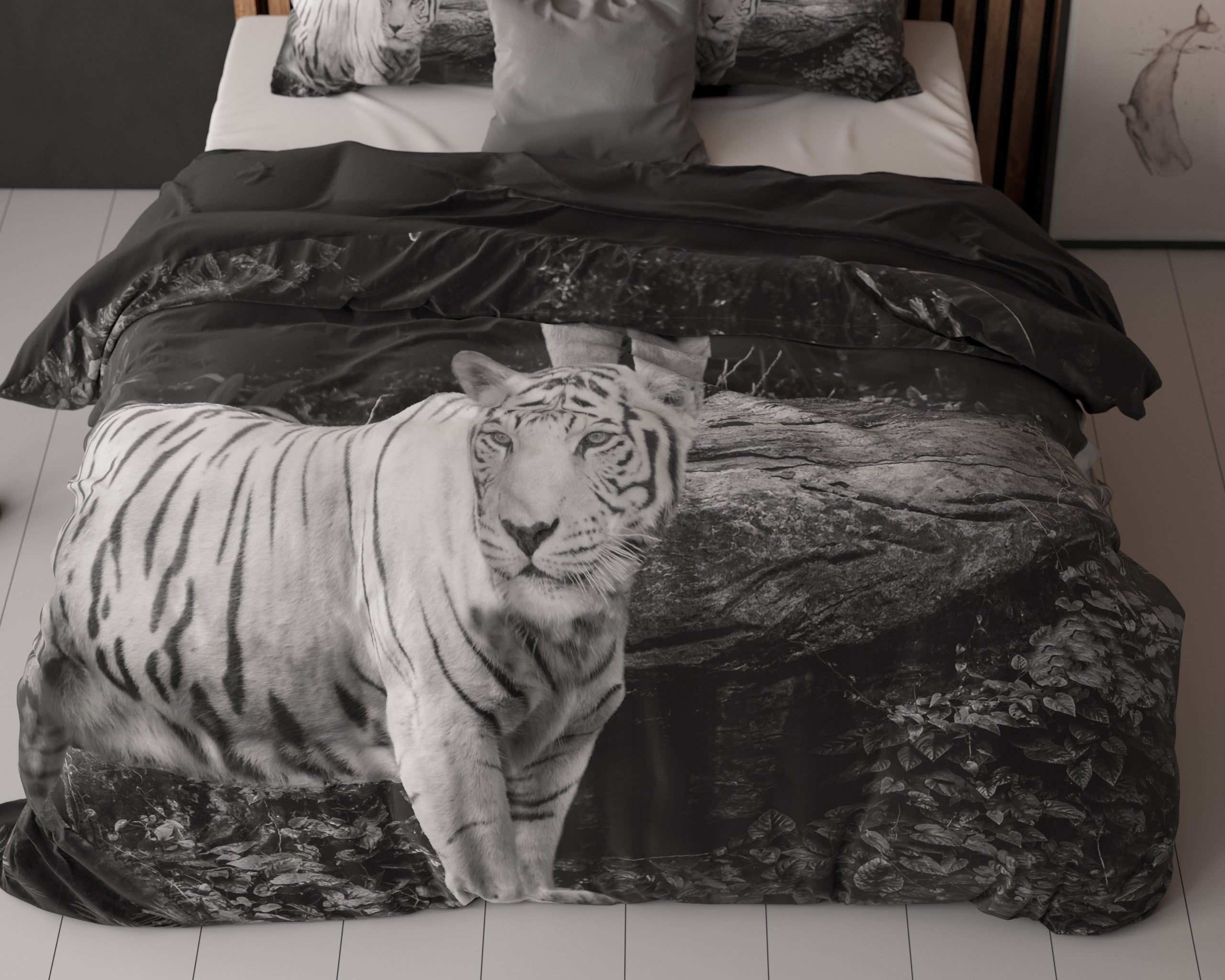 NordDream Pure Tigers pussilakana harmaa puuvilla