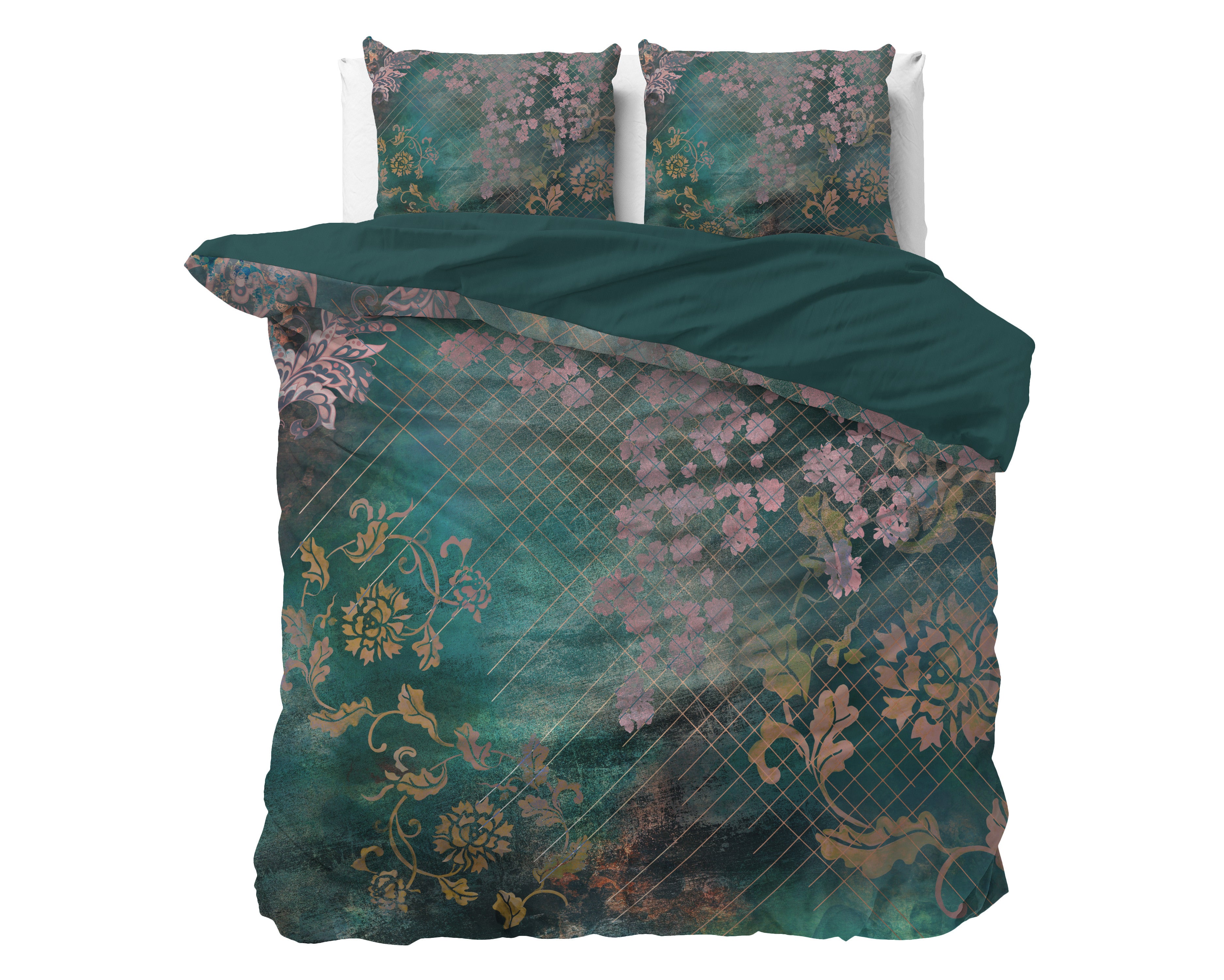 NordDream Raddison Flower pussilakana vihreä 140x200 kukka