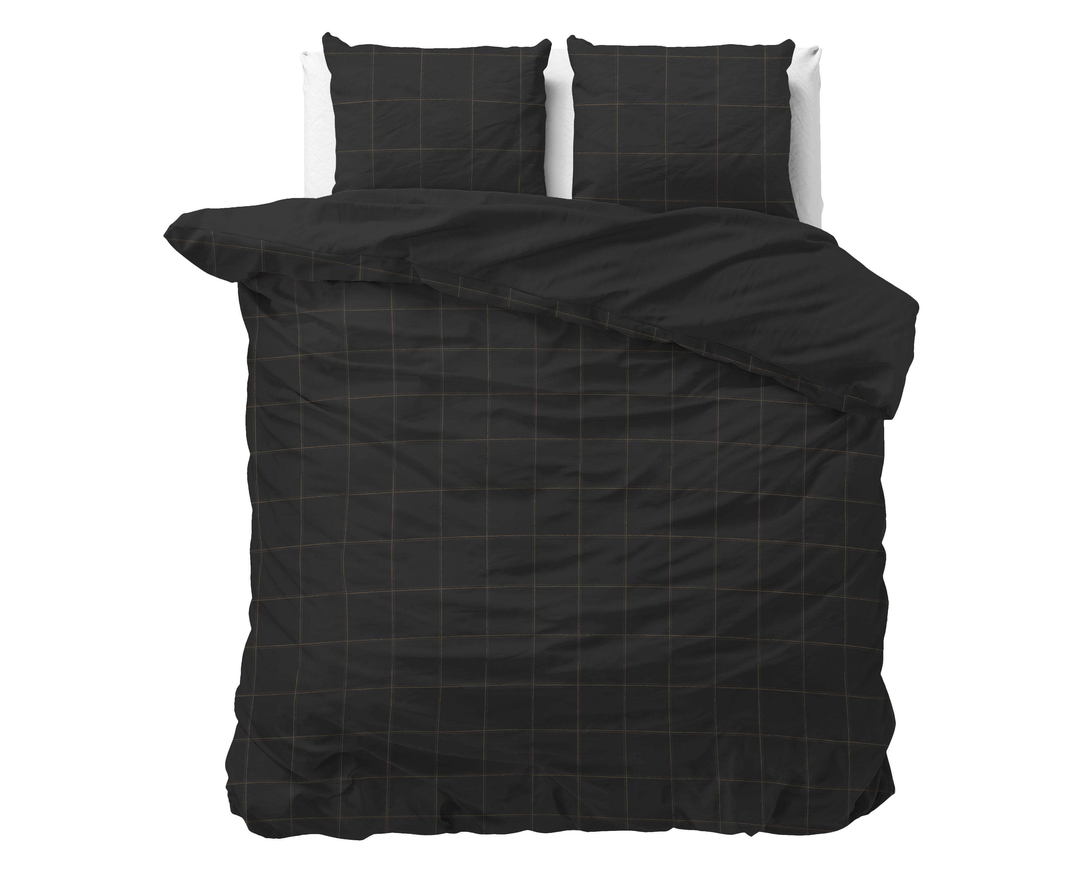 NordDream Satijn Deep Check pussilakana 140x220 harmaa ruutu