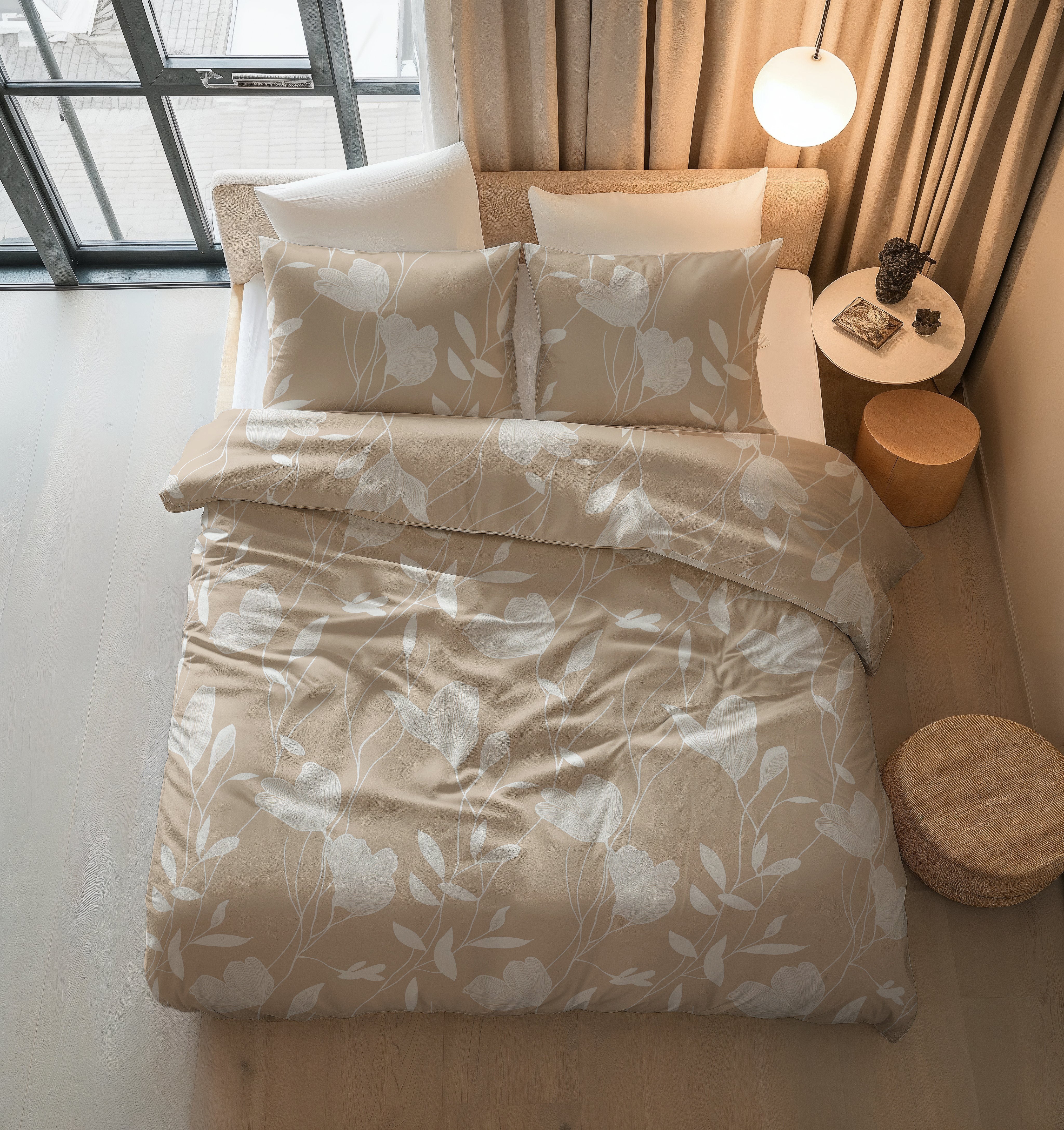 NordDream Pure Spring pussilakana hiekka 140x200 puuvilla