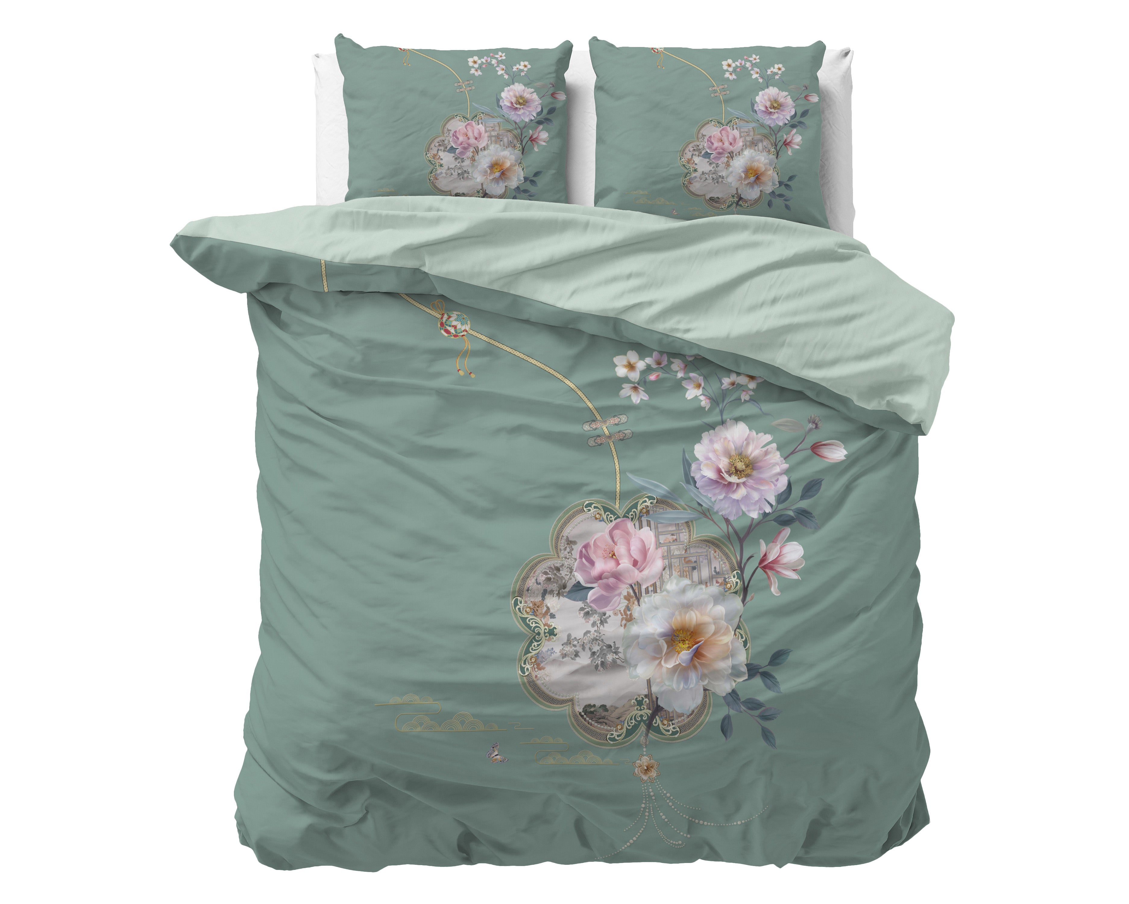 NordDream Essentials Lyra pussilakanasetti vihreä 240x200/220 cm