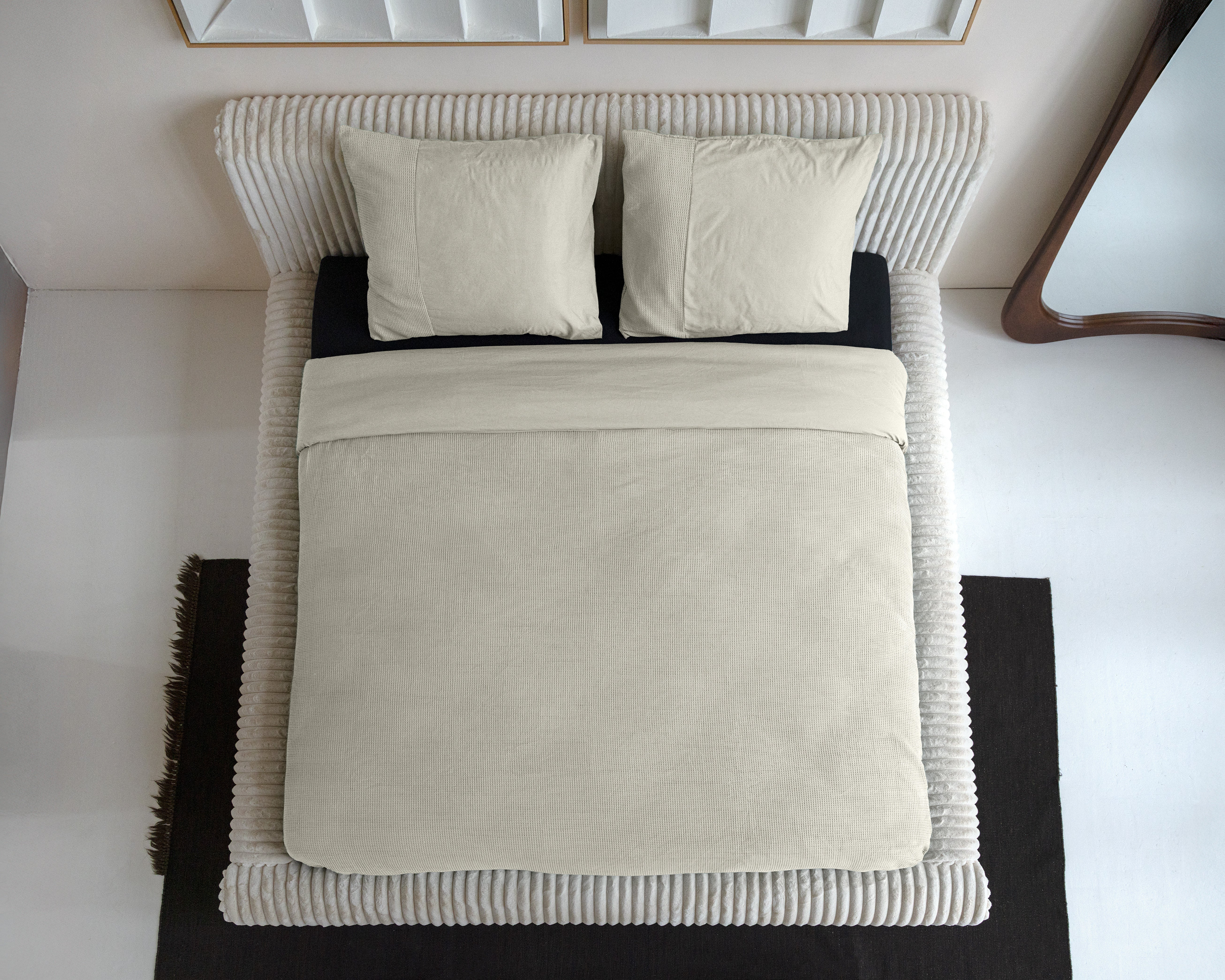 NordDream Hotel Line Waffle pussilakanasetti beige 200x200 vohveli