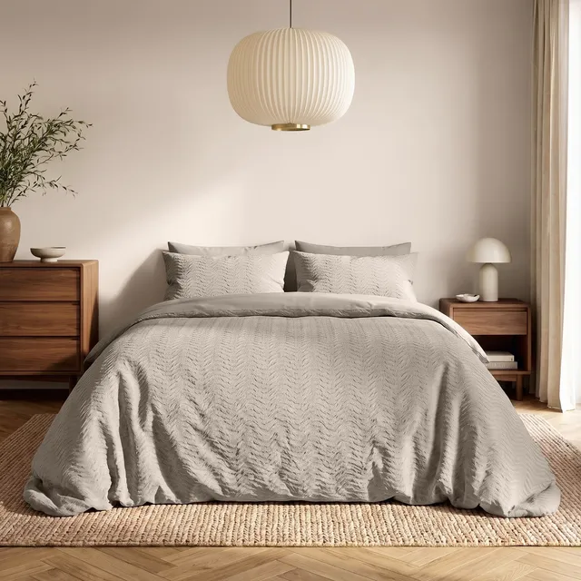 NordDream Embossed Curve pussilakana 140x200 taupe/harmaa
