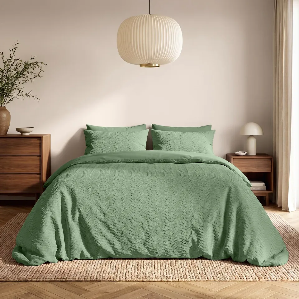 NordDream Embossed Curve pussilakana Vihreä 140x200/220 kohokuvio