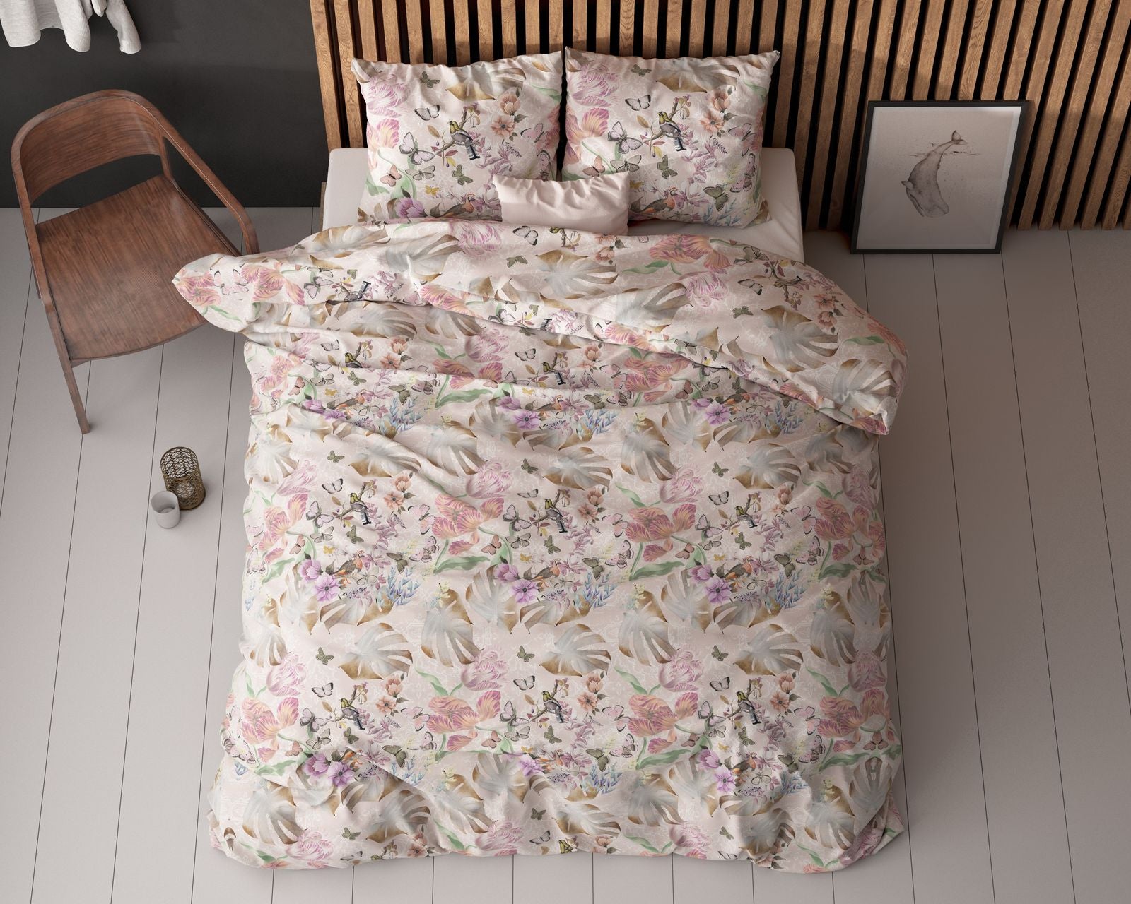 NordDream Elegance Sierra pussilakana roosa 200x200/220 cm silitysvapaa
