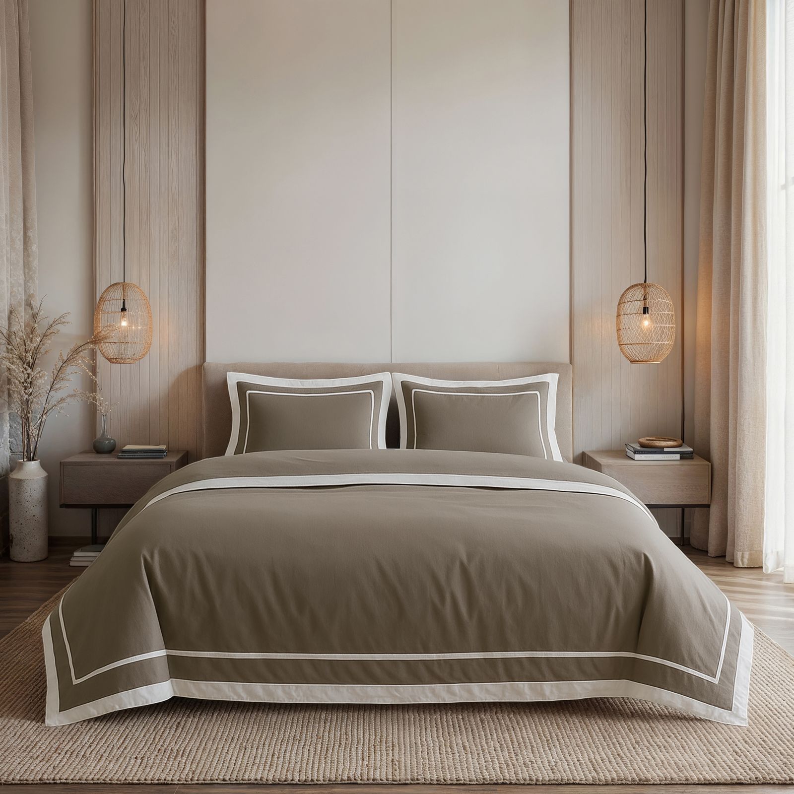 NordDream Classics Gallardo pussilakana 240x200 taupe puuvilla