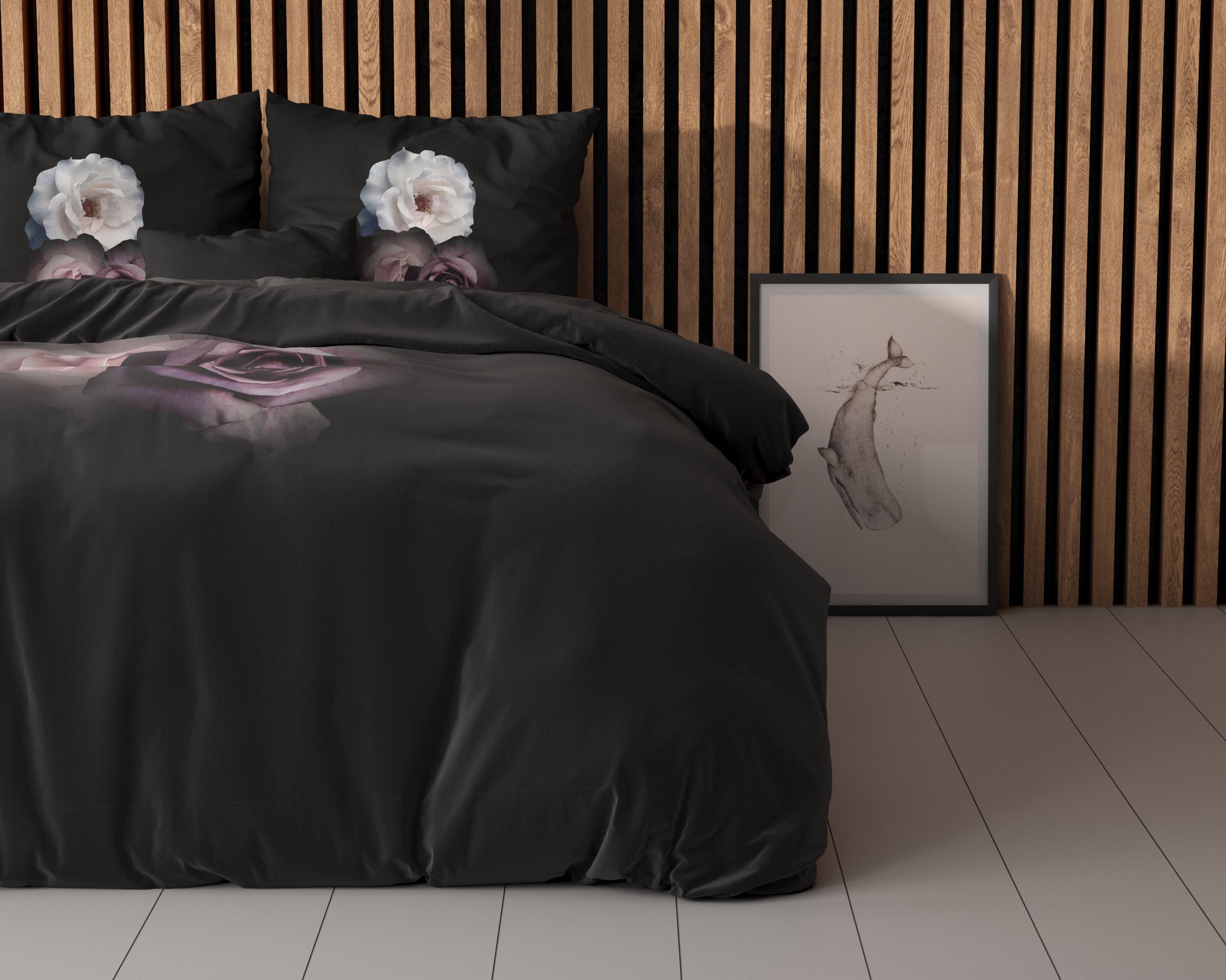 NordDream Essentials pussilakana musta kukka 200x220