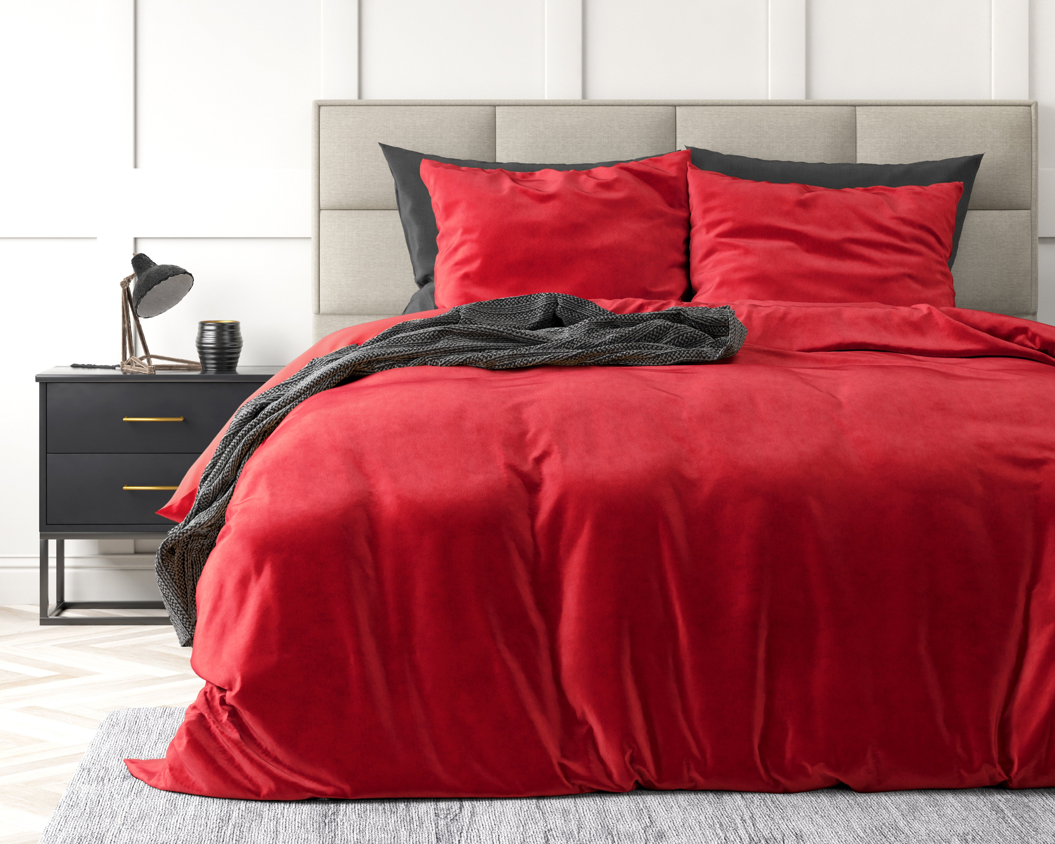 NordDream Velvet Uni pussilakana punainen 240x220 sametti