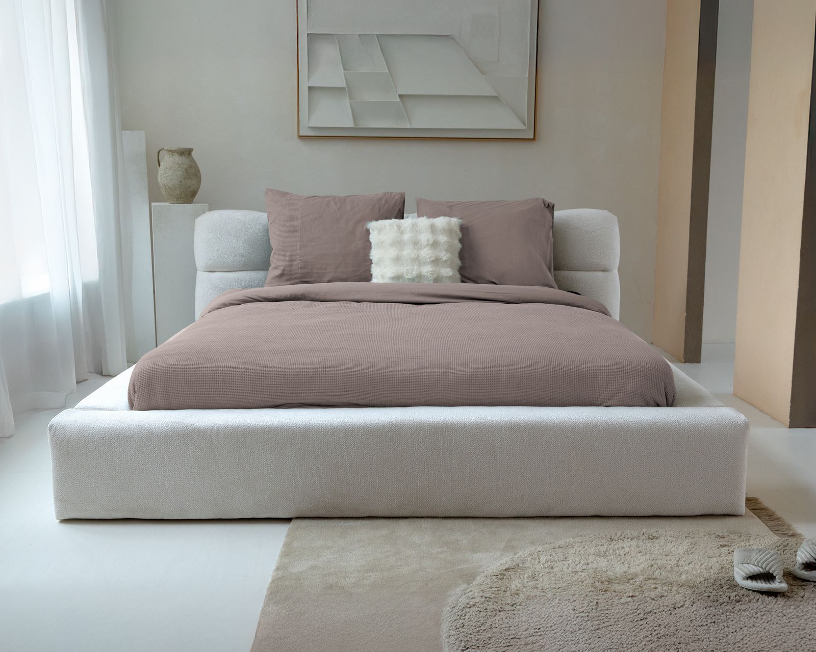 NordDream Hotel Waffle pussilakana taupe 240x200/260 puuvilla