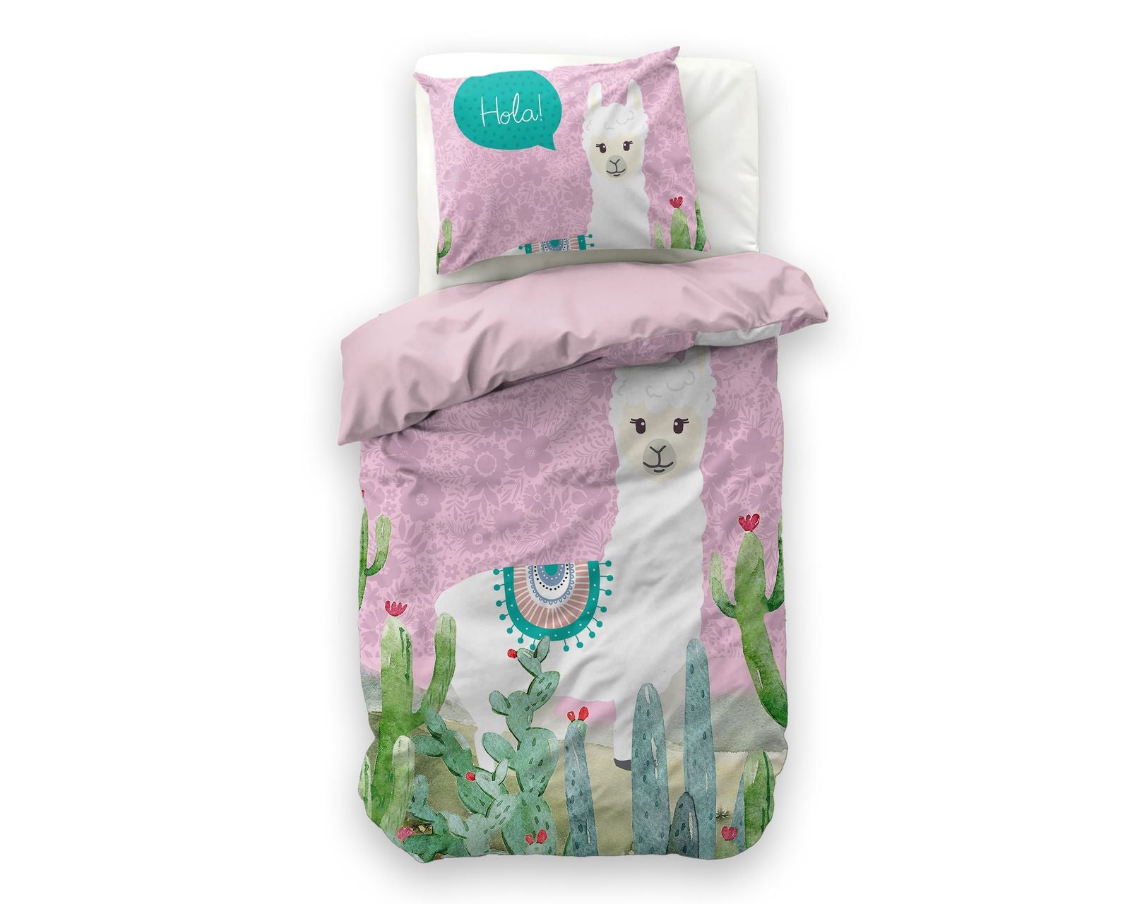 NordDream Kids Hola Lama pussilakana pinkki 140x200/220