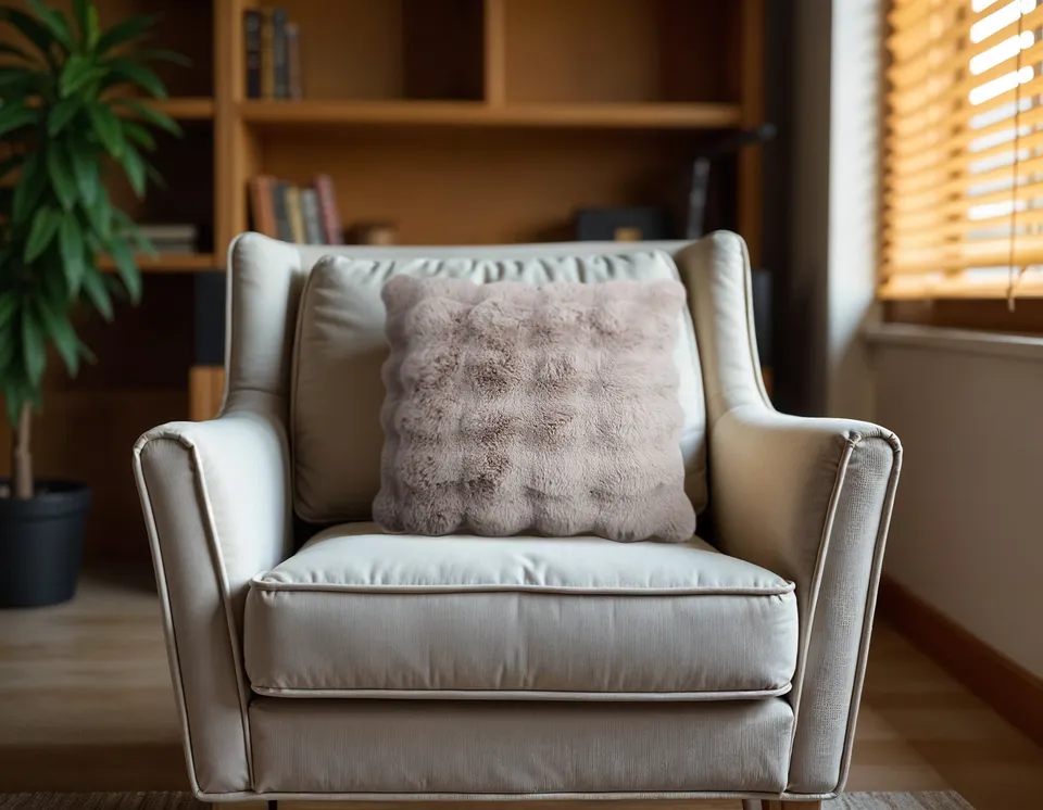 NordDream Pom Rabbit Fur koristetyyny 50x50 taupe/rose tekoturkis
