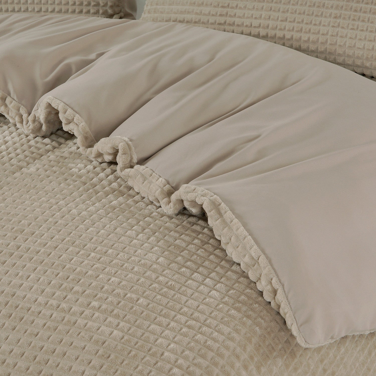 NordDream Teddy Check pussilakana 140x200 taupe teddy