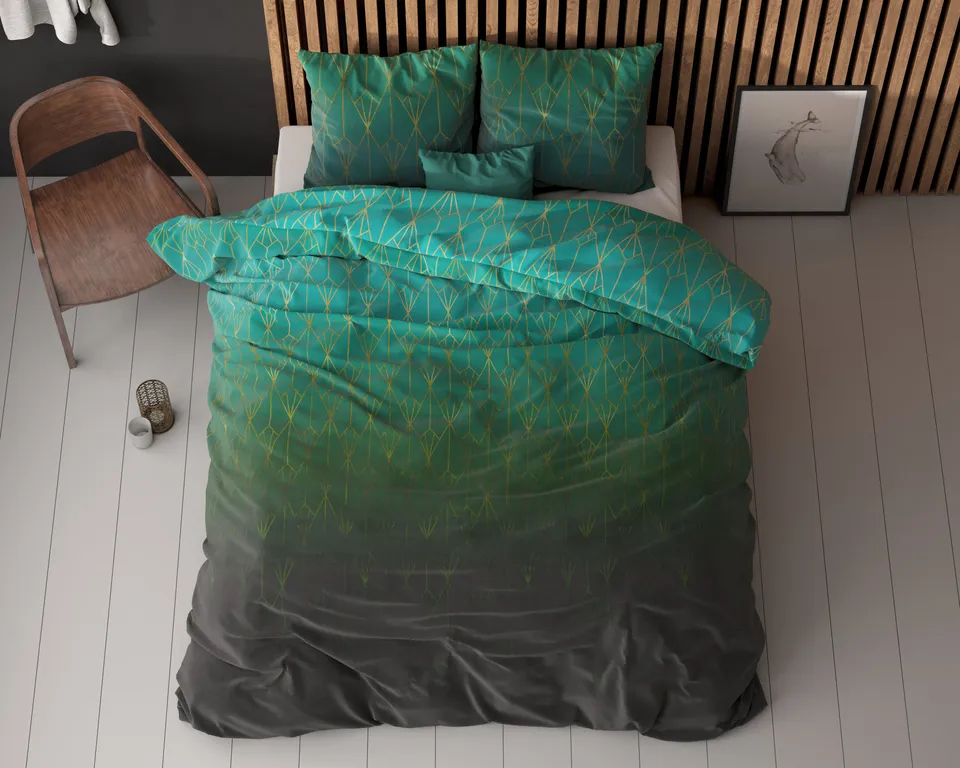 NordDream Elegance Bowen pussilakana vihreä 140x220 puuvilla