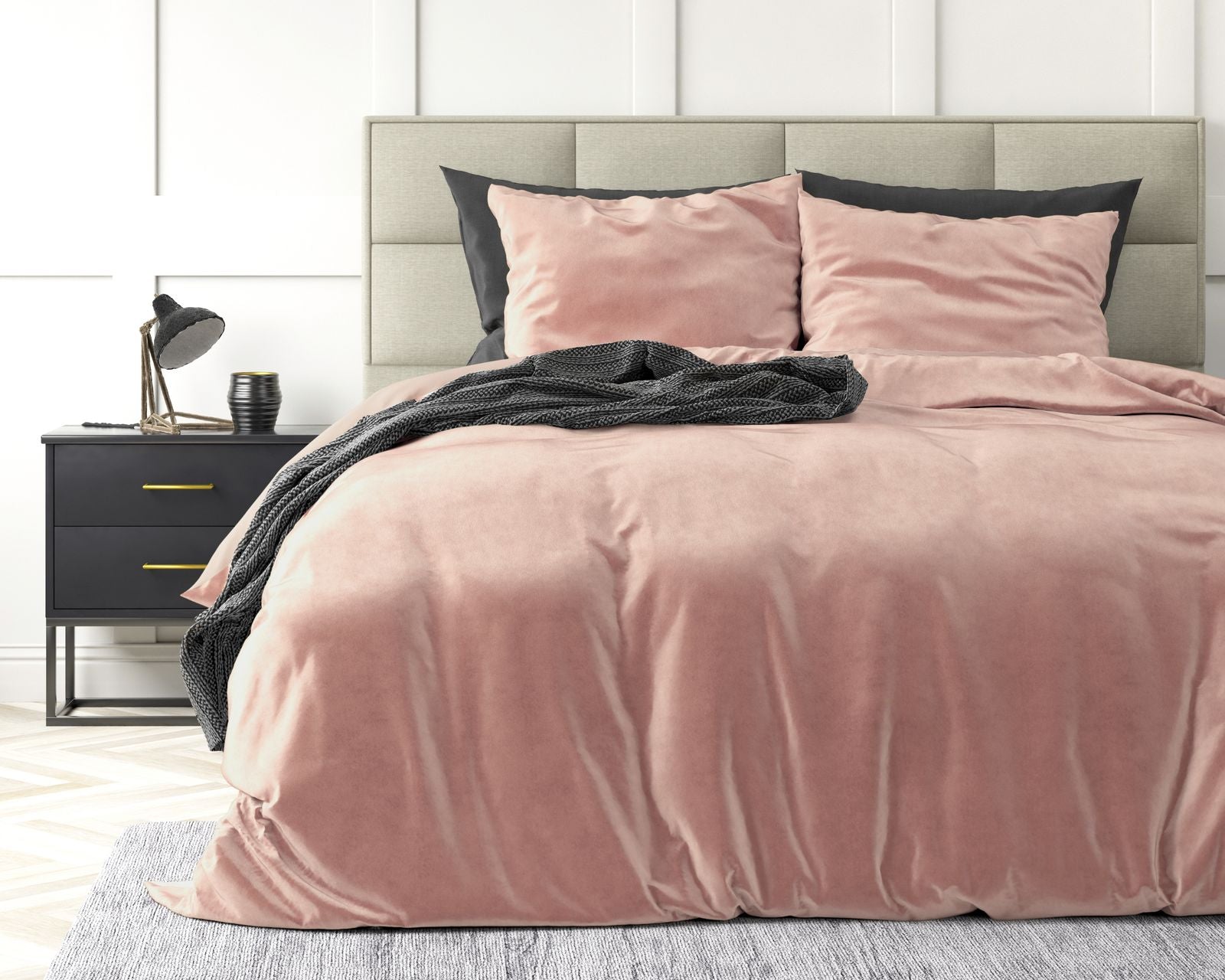 NordDream Velvet Uni pussilakana 140x220 roosa sametti