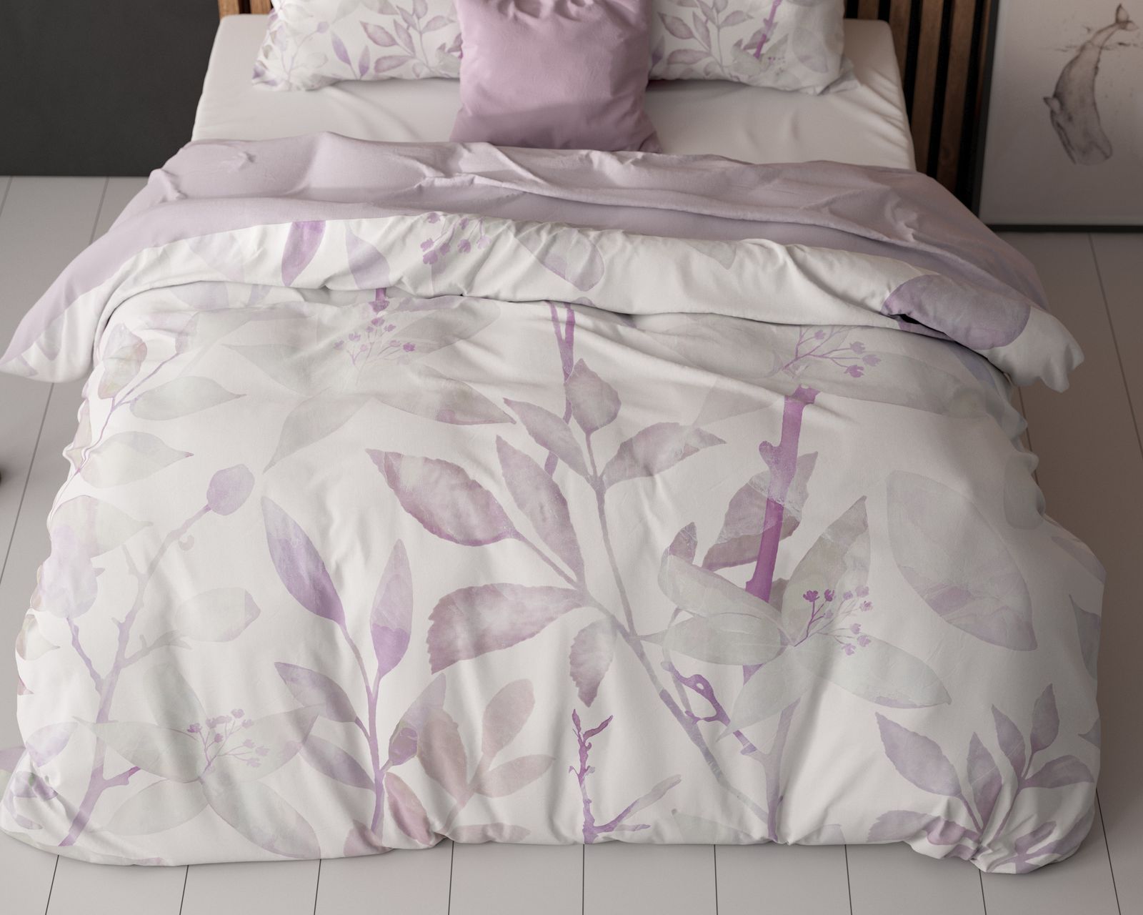 NordDream Essentials Water Leaves pussilakana 200x200cm valk