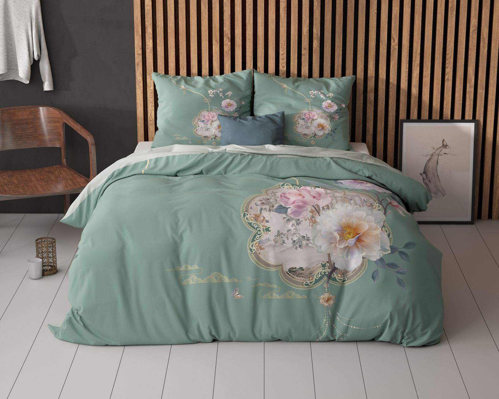 NordDream Essentials Lyra pussilakanasetti vihreä 240x200/220 cm