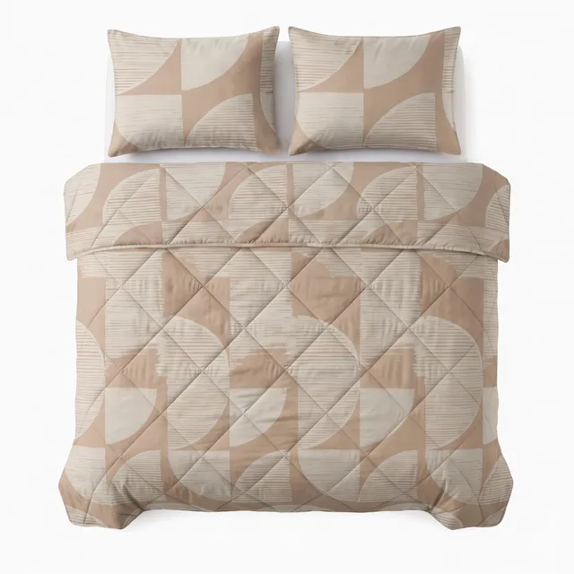 NordDream Lazy Modern Geo peitto 200x220 hiekka mikrokuitu