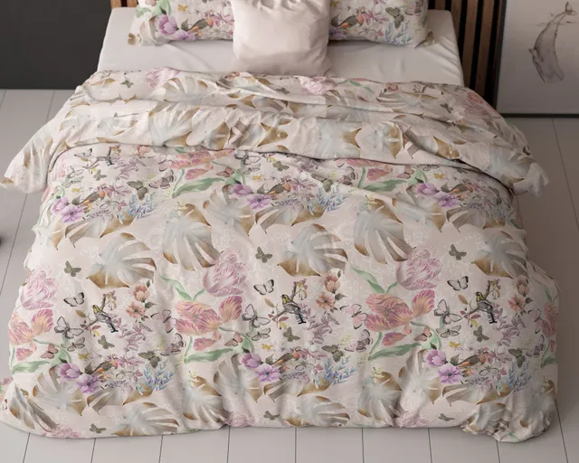 NordDream Elegance Sierra pussilakana roosa 200x200/220 cm silitysvapaa