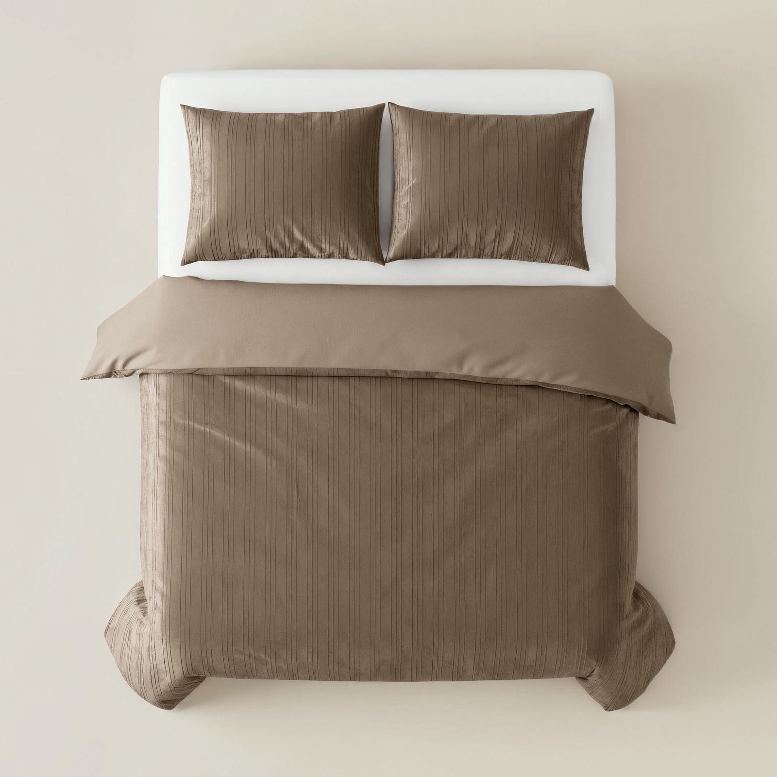 NordDream Velvet Lining pussilakana taupe 200x200/220 cm sametti