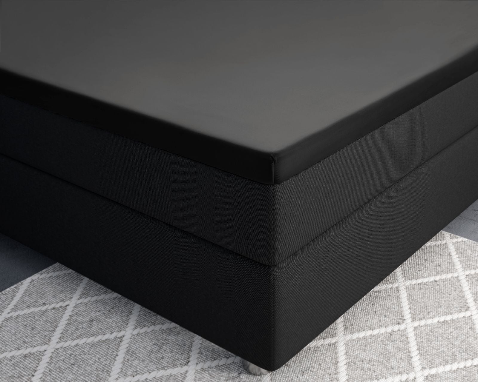 NordDream Satiini Split split-aluslakana musta 180x200
