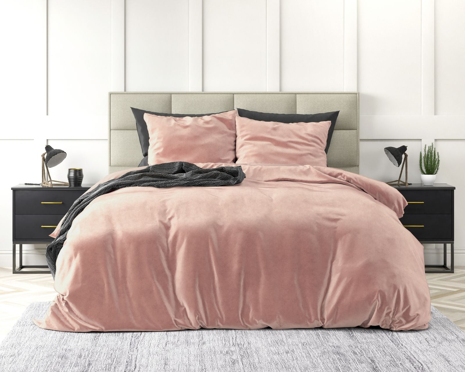 NordDream Velvet Uni pussilakana 140x220 roosa sametti