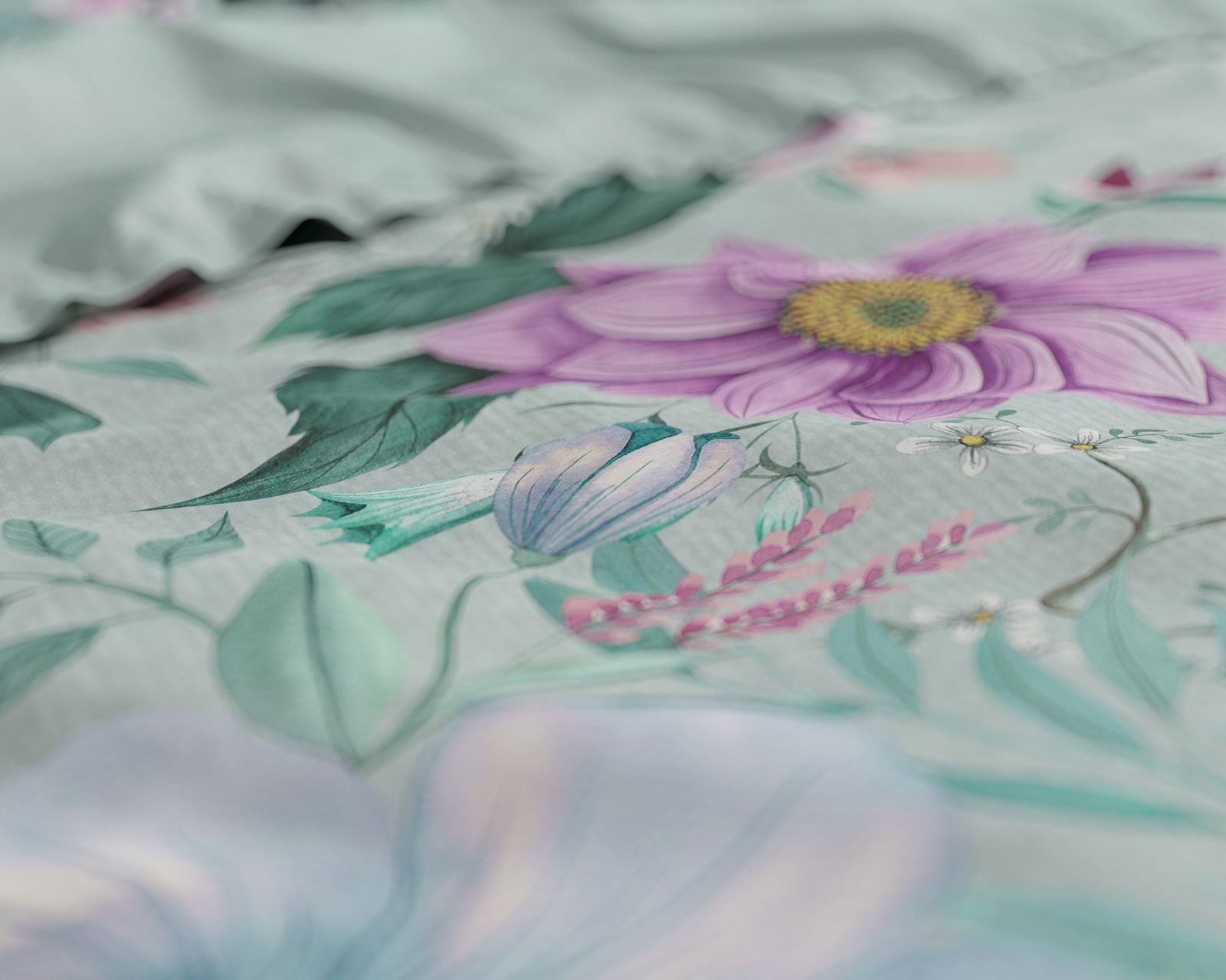 NordDream Nature Flore pussilakanasetti sininen 200x200 puuvilla