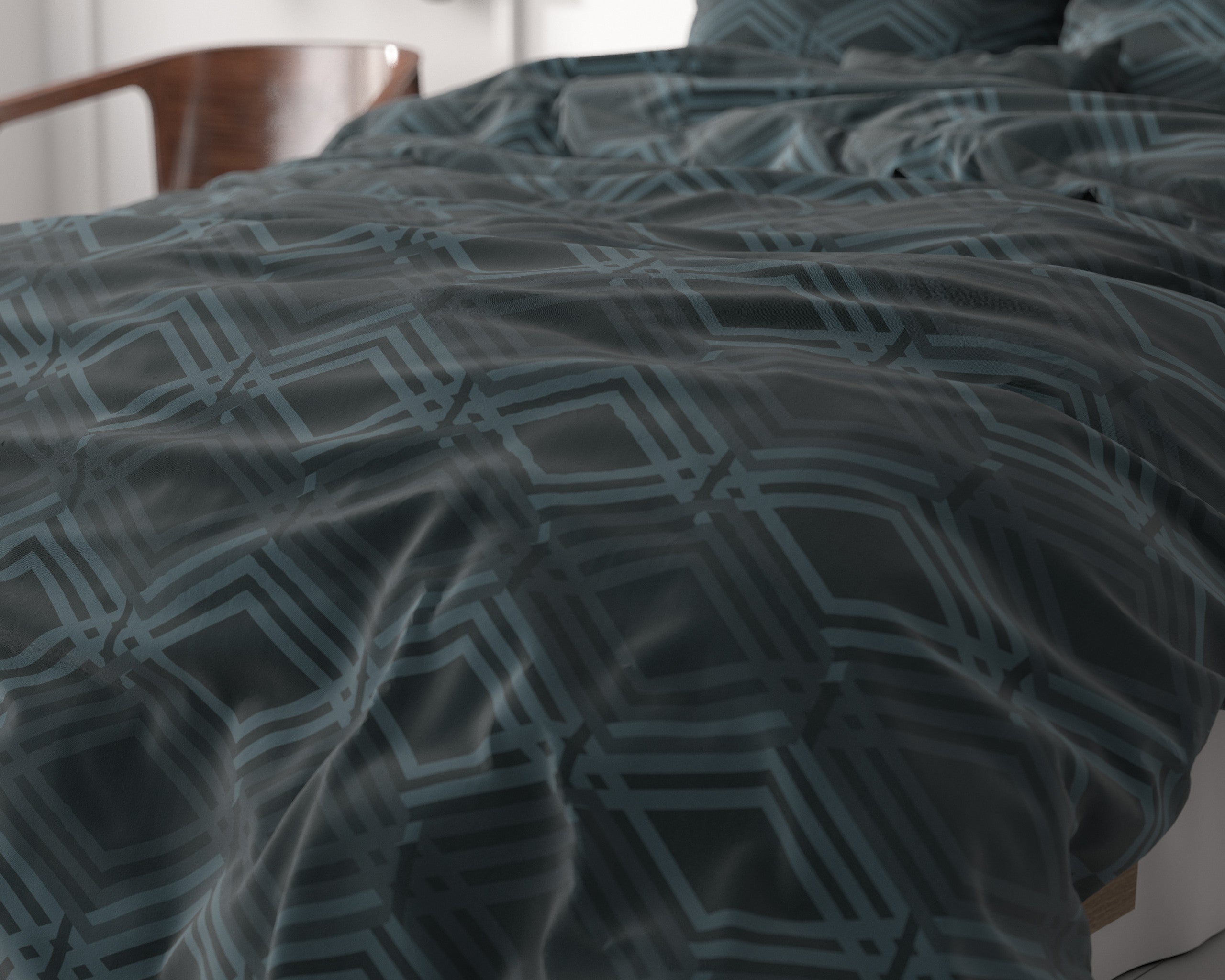 NordDream Classy Wavey pussilakana 240x200 navy mikrokuitu