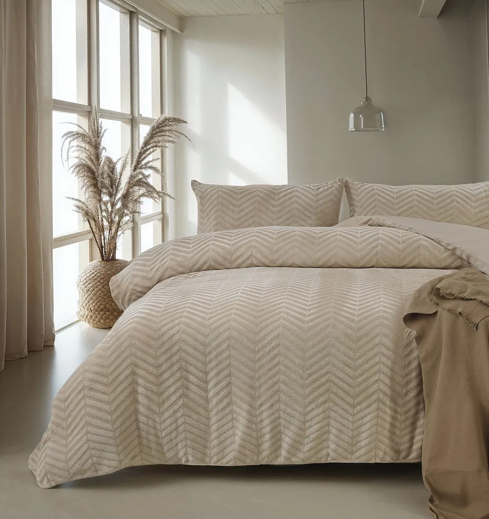 NordDream Teddy Chevron pussilakana taupe 140x200/220 teddy