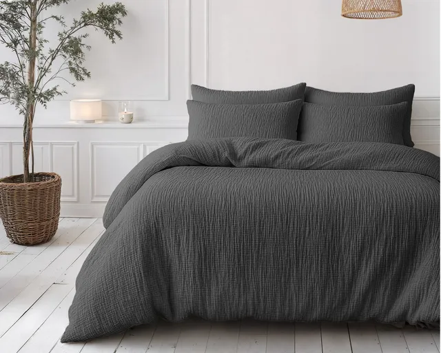 NordDream Lazy musliinipeitto antrasiitti 140x200 sis. tyynyliinat