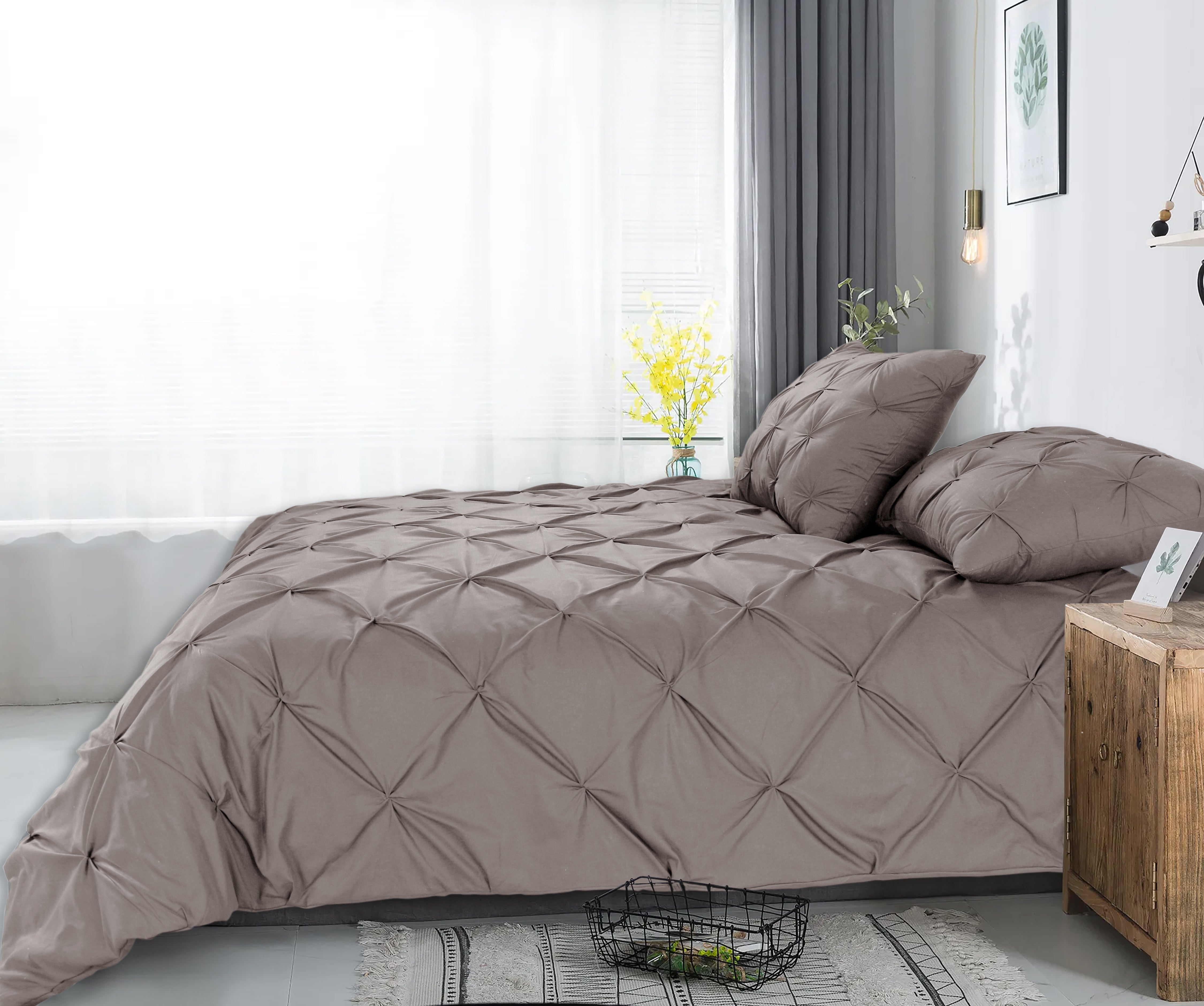 NordDream Salvador 200x220 pussilakana taupe pintuck