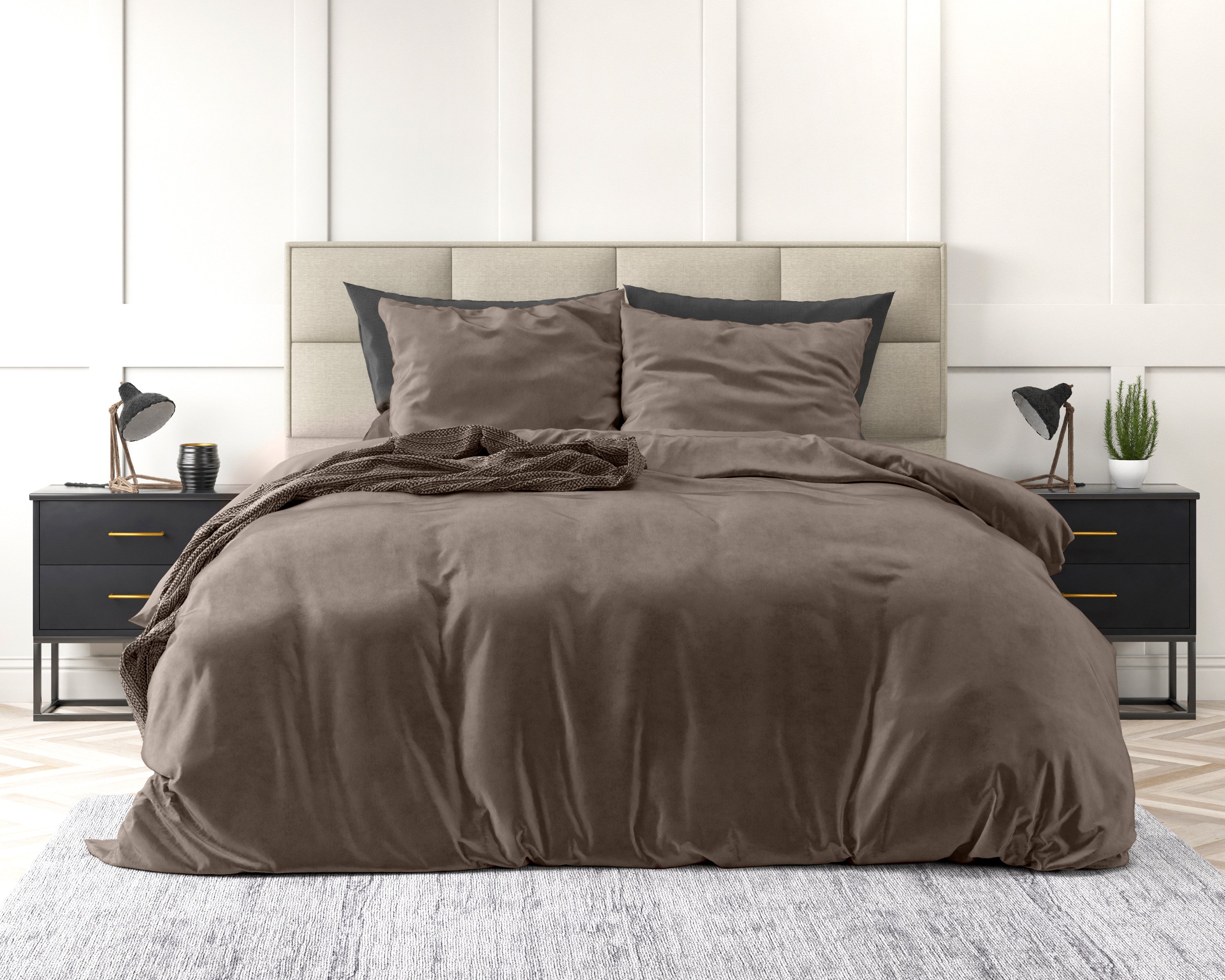 NordDream Velvet Uni pussilakana 140x220 taupe sametti