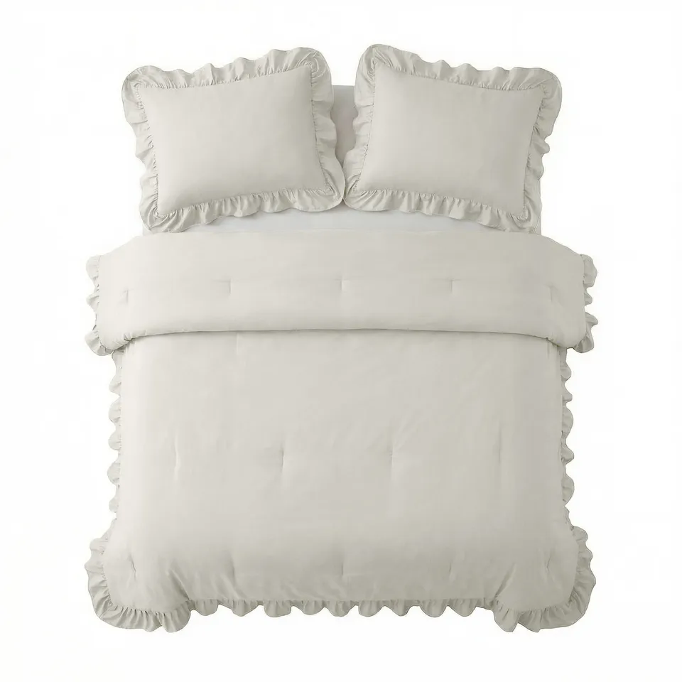 NordDream Lazy Ruffles peitto 140x200 rikkivalkoinen pestävä